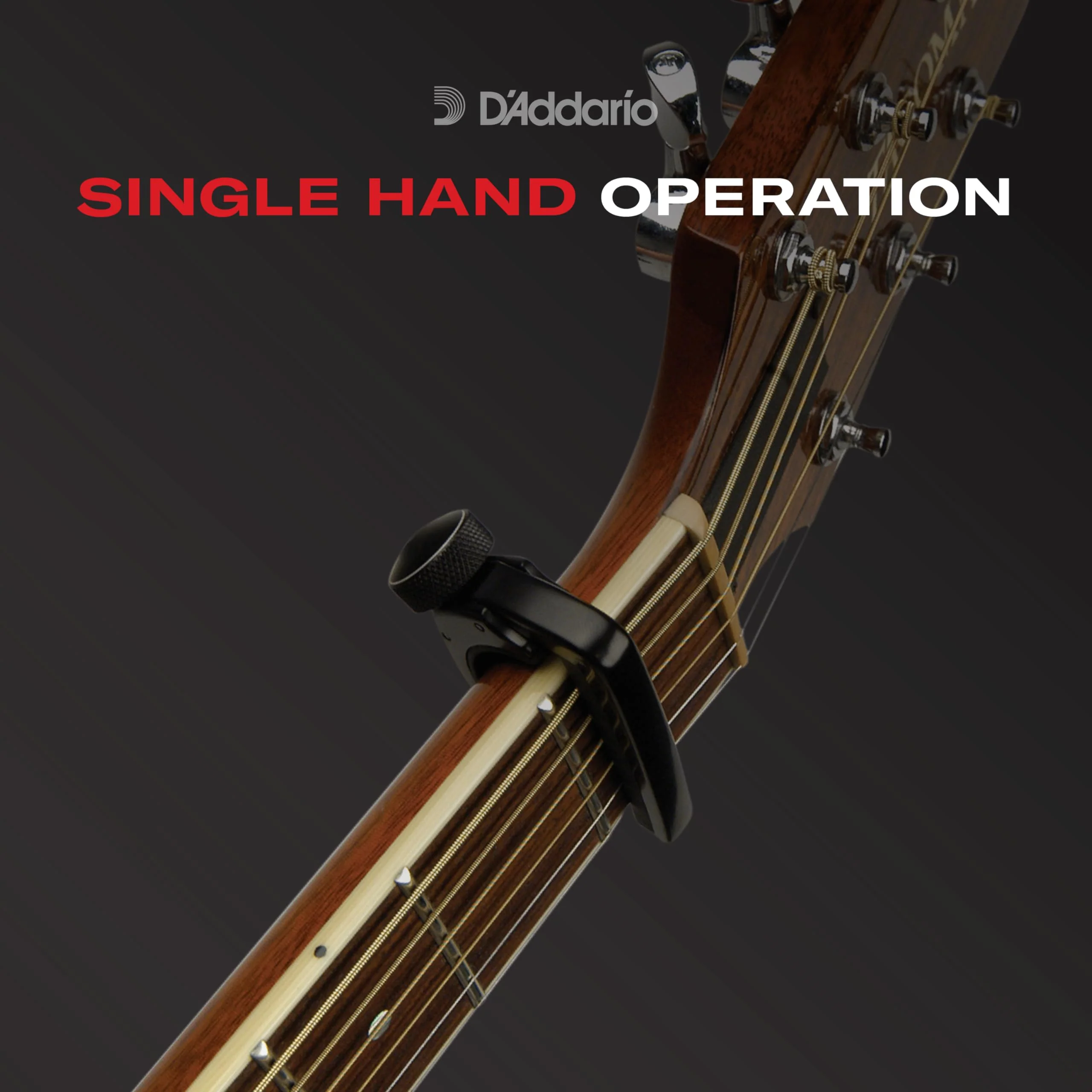 D'Addario Guitar Capo for Acoustic and Electric Guitar - NS Capo - Adjustable Tension - Guitar Accessories - Works for 6 String and 12 String Guitars - Black - Image 3
