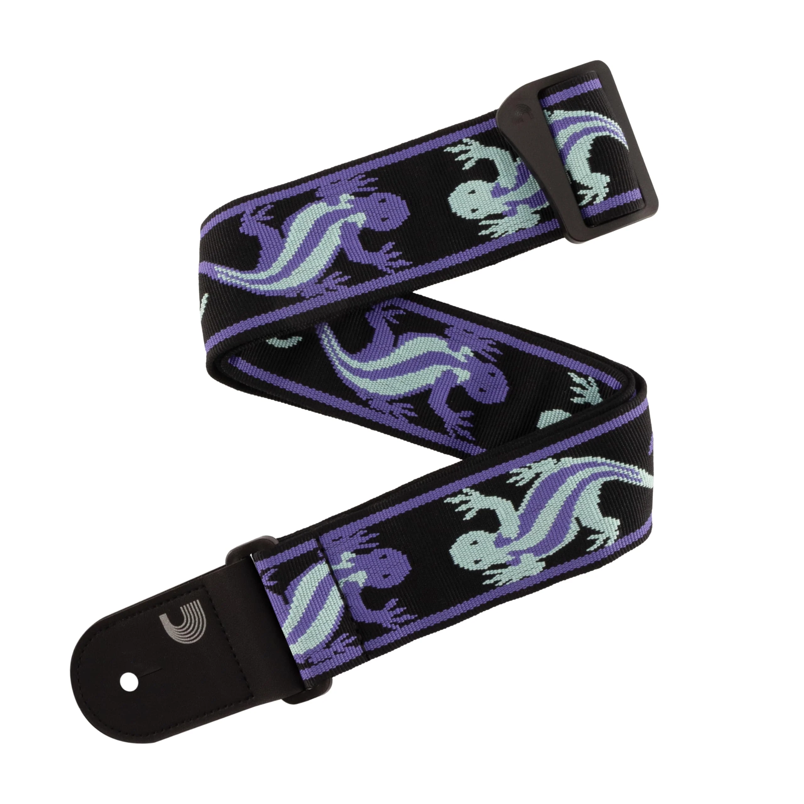 D'Addario Guitar Strap - Acoustic & Electric Guitar Accessories - Eco Leather Ends - Vintage Lizard, Green & Blue