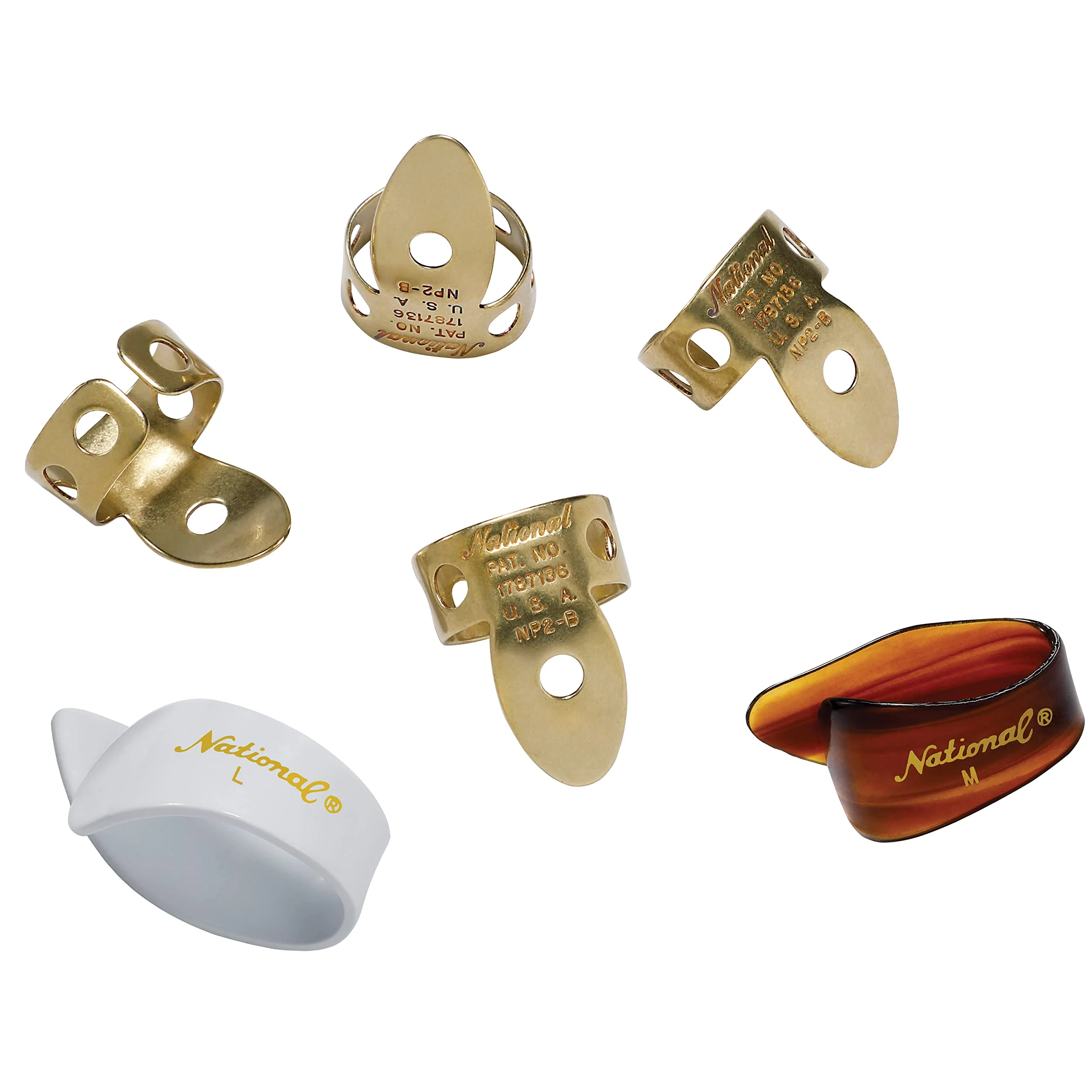 D'Addario National Finger Picks for Guitar & Banjo, Finger & Thumb Picks Set, Medium/Large, Set of 6