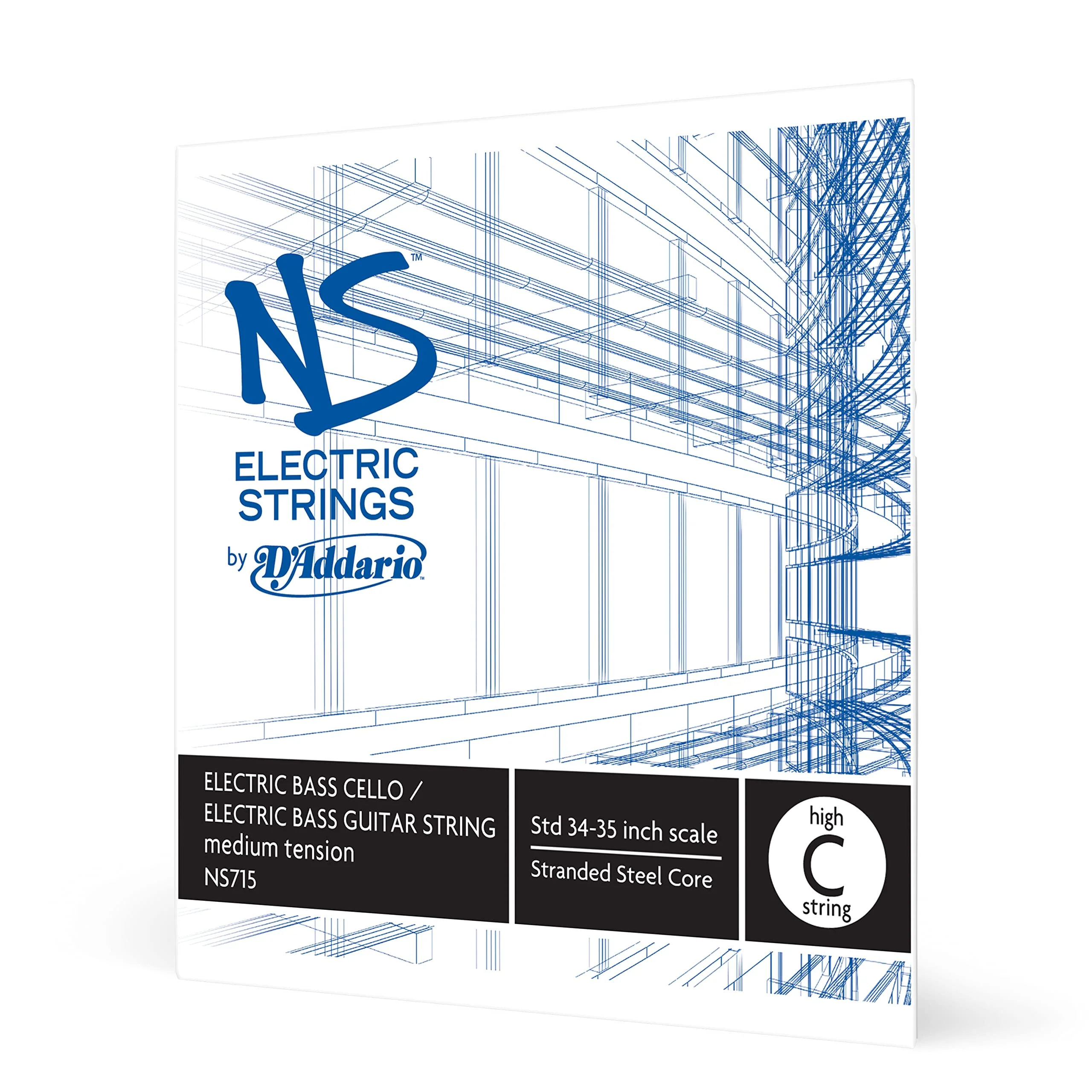 D'Addario NS Electric Bass/Cello Single High C String, 4/4 Scale, Medium Tension