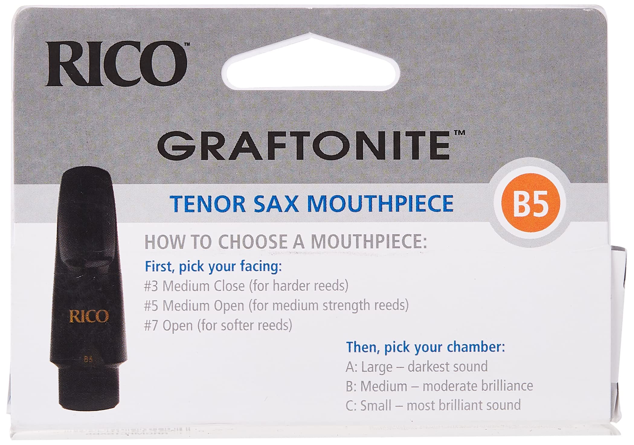 D'Addario Rico Graftonite Tenor Sax Mouthpiece, B5 - Image 3