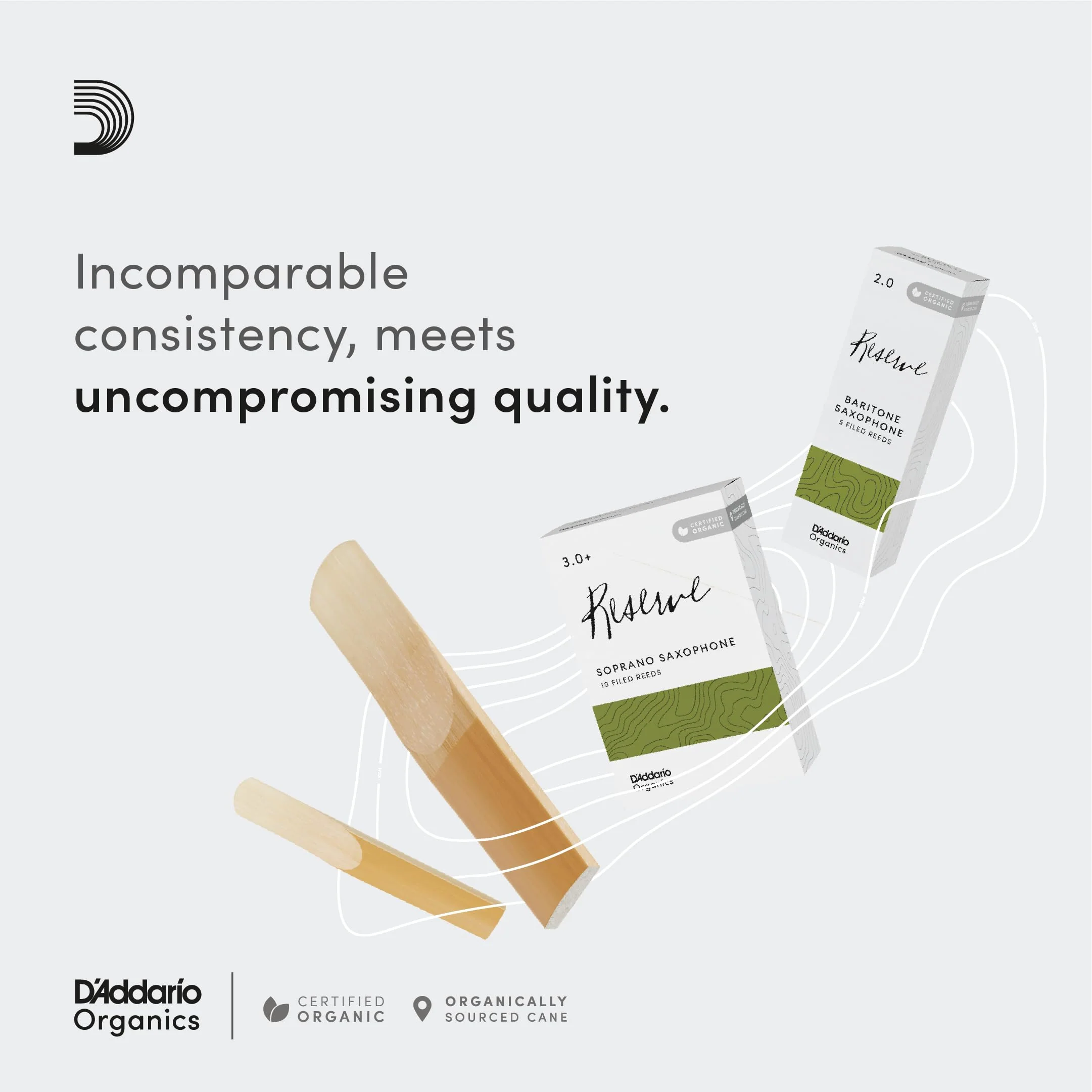 D'Addario Woodwinds Organic Reserve Alto Saxophone Reeds - Sax Reeds - Individually Sealed - 3.0 Strength, 3 Pack - Image 4