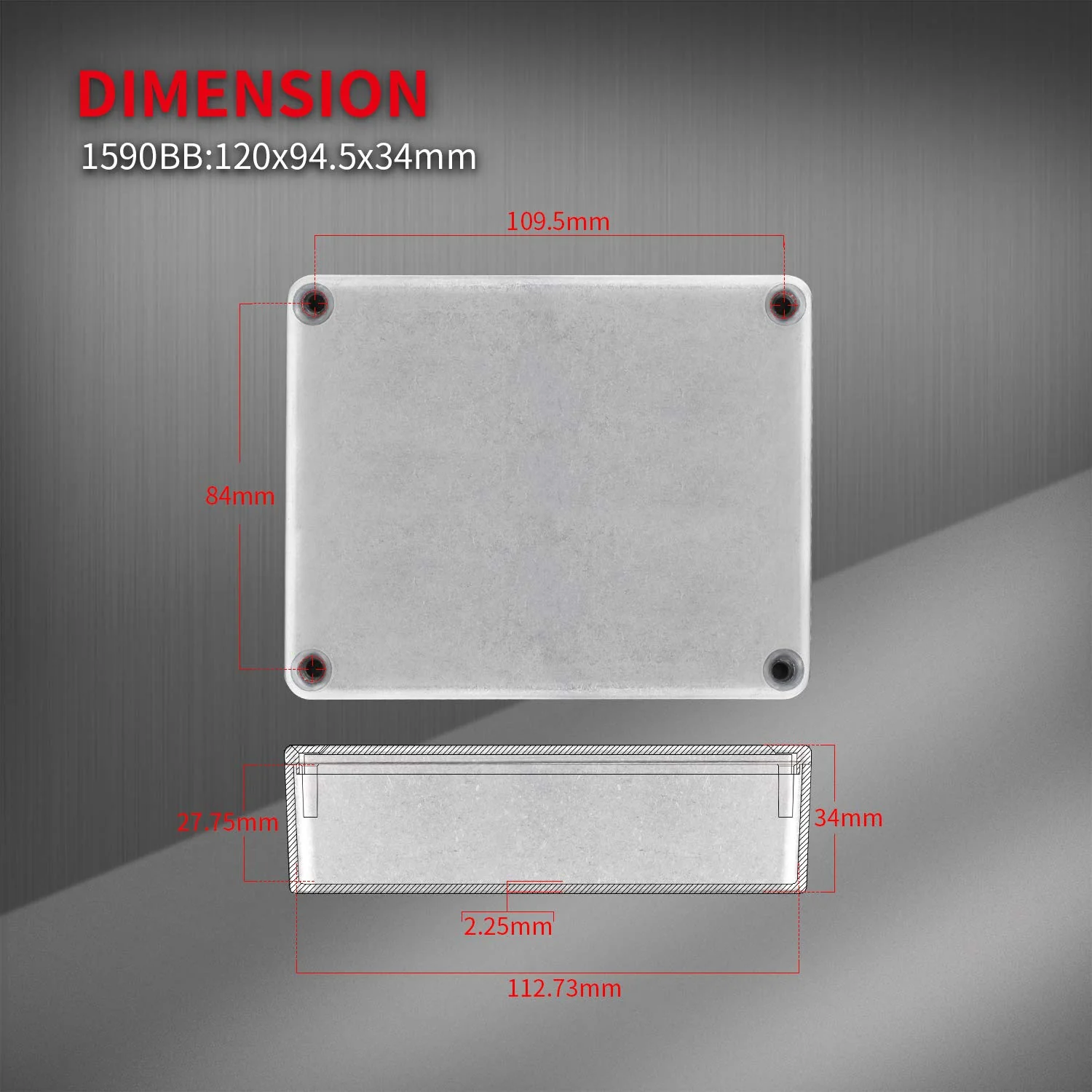 DaierTek 3pcs 1590BB Aluminum Metal Stomp Box Case Guitar Pedal Enclosure Effect Enclosure Stomp Box Unpainted 120x94.5x34MM - Image 3