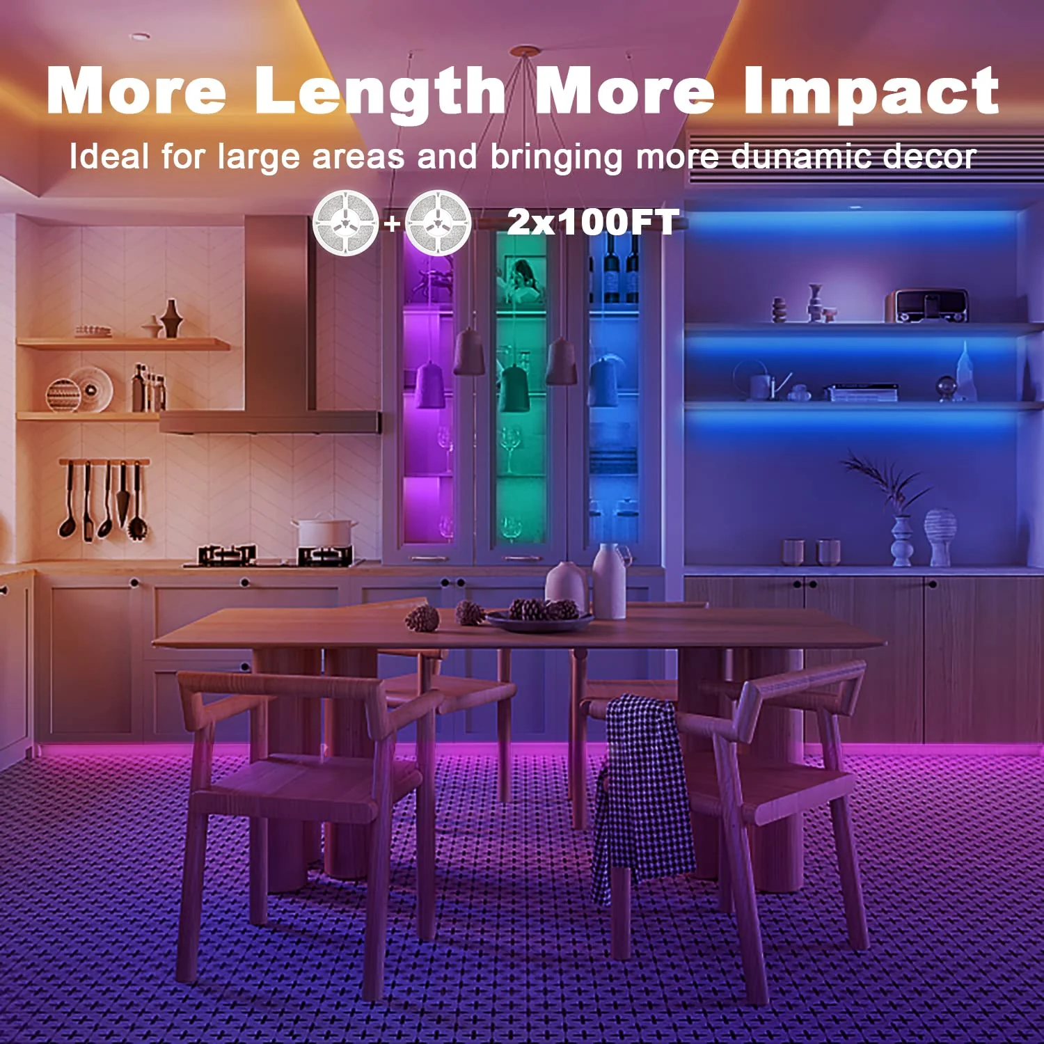 dalattin Led Lights for Bedroom 200ft, Smart Led Strip Lights with App Control Remote, RGB LED Light Strips, 24V Led Strip Lights for Room Decoration Party, Festival Decor(2 Rolls of 100ft) 200FT(Bluetooth) - Image 3