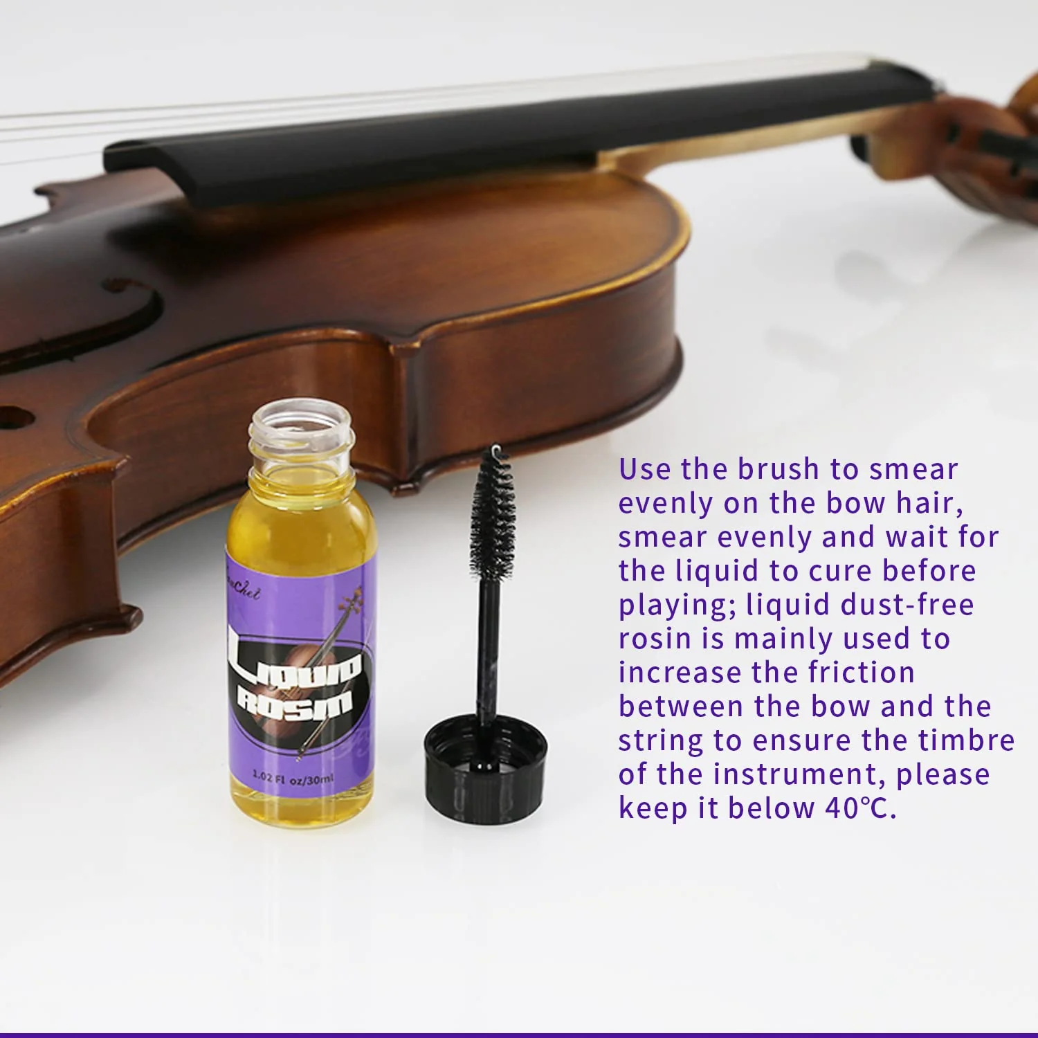 Danchet Violin Cleaner Care Cleaning Kit,Maintenance Kit,Beeswax,Liquid Rosin,Rosin Remover,String Oil,Polish,Violin Humidifier,Violin String Brush,Cleaning Clot. - Image 2