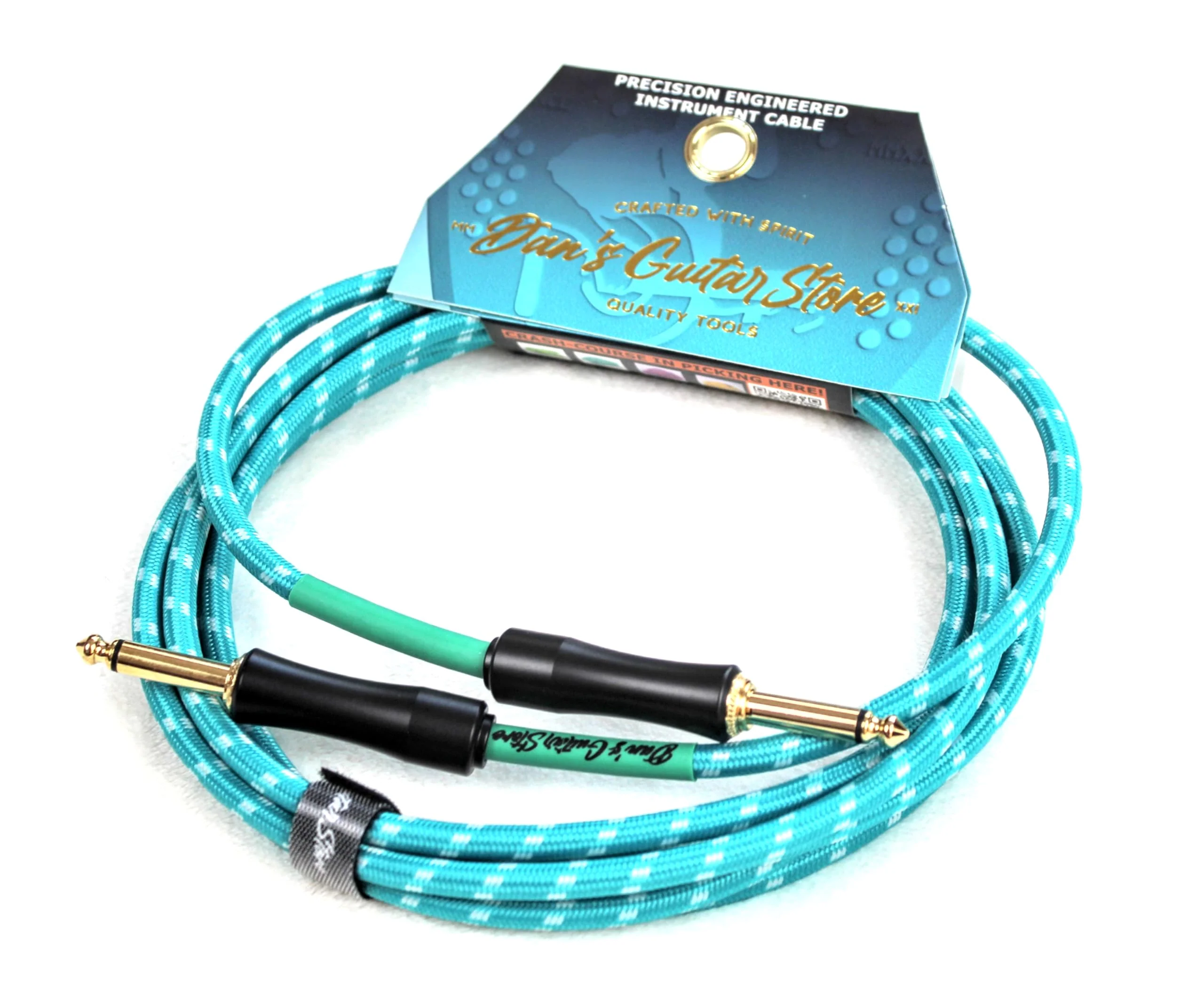 Dan's Guitar Store Instrument Cable (3m / 10ft Inline/Inline) 1/4 Jack 21AWG OFC 18k gold-plated self-silencing connector Precision Instrument Cable 3 Metre / 10 ft Inline / Inline