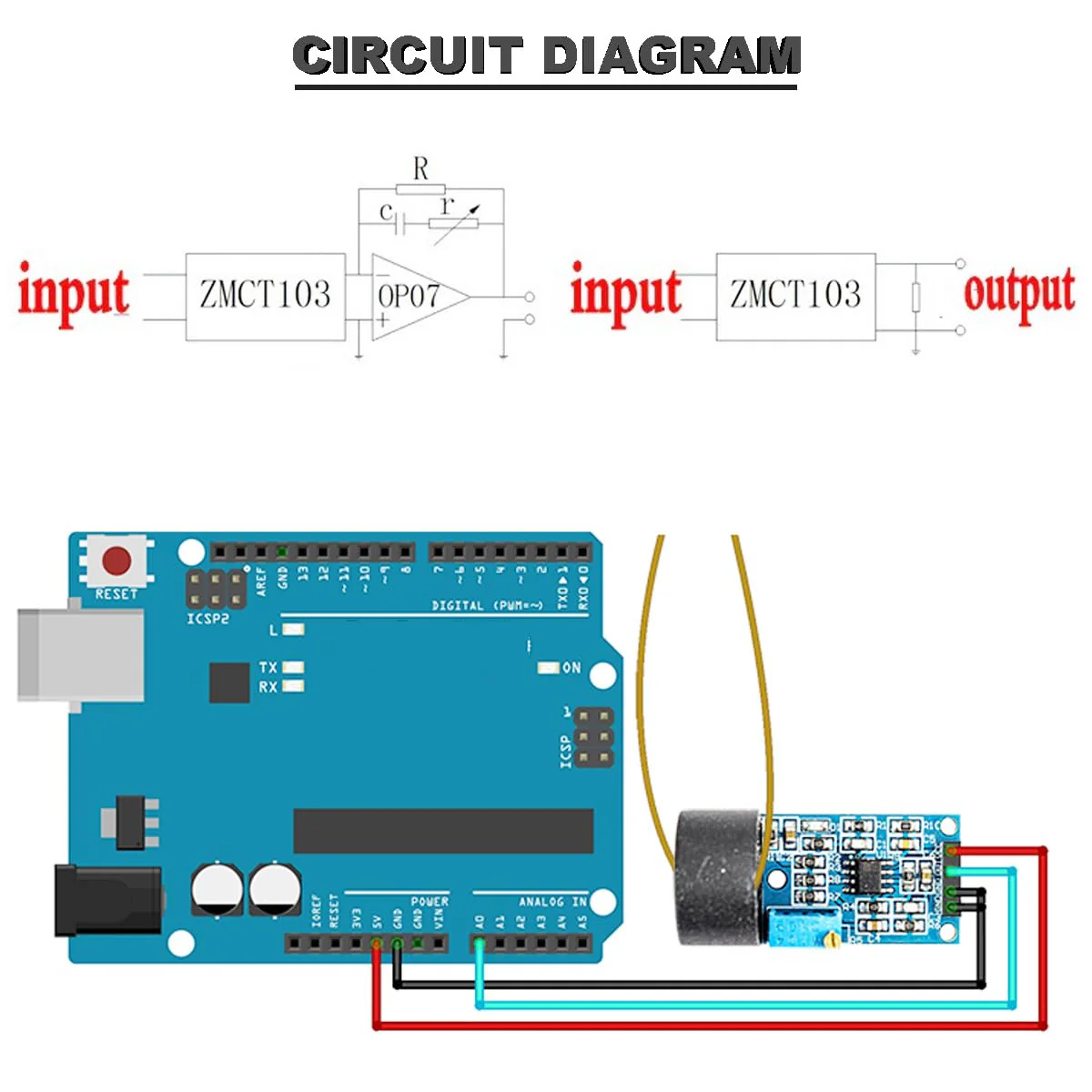 DAOKAI 5A AC Sensor Current Sensor Current Transformer ZMCT103C Single Phase AC Current Transformer Module Active Output Current Sensor Module Board with Dupont Cable, Pack of 5 - Image 6