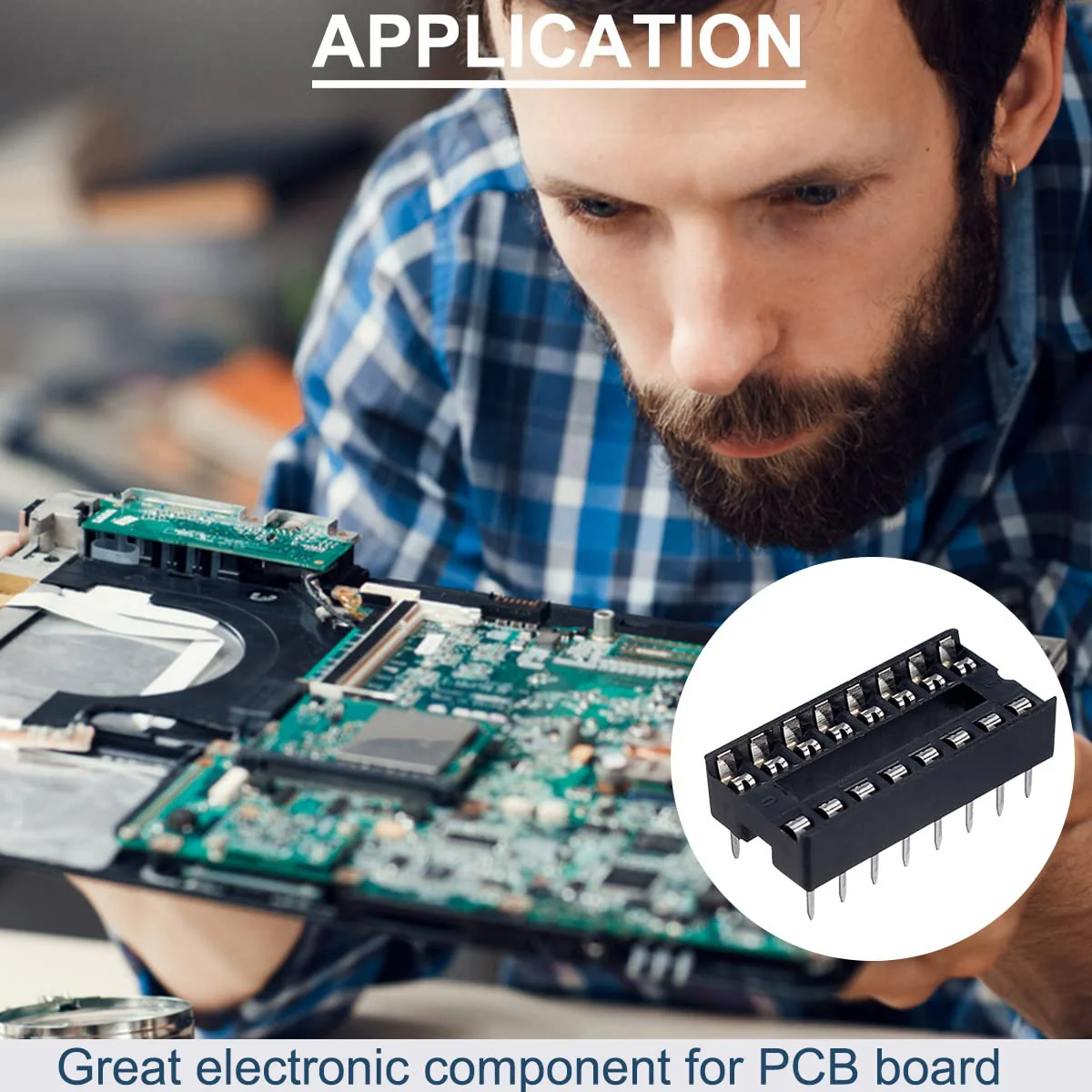 DAOKAI Dip IC Sockets, Pack of 50 16-Pin IC Socket Soldering Set, Dual Row Solder Adapter Set, 2.54 mm Pitch, Flat Pin Chip Connector Adapter 16 Pin IC Chip Socket Adapter - Image 7