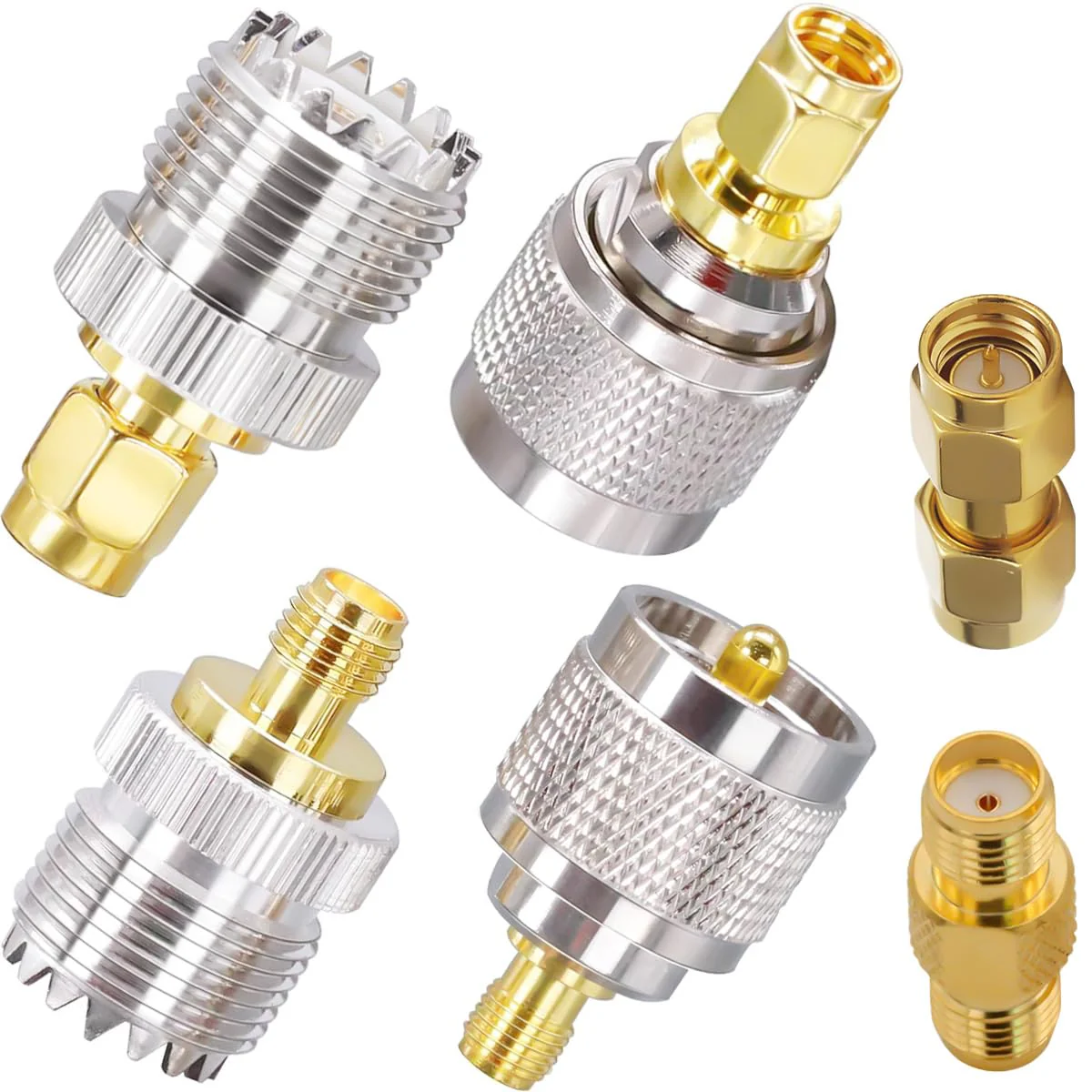 DAOKAI SMA to UHF Antenna Adapter Set, PL259 SO239 UHF to SMA FR Coaxial Male to Female Adapter Set 4 Type for Walkie Talkie, Coaxial Cable, FPV