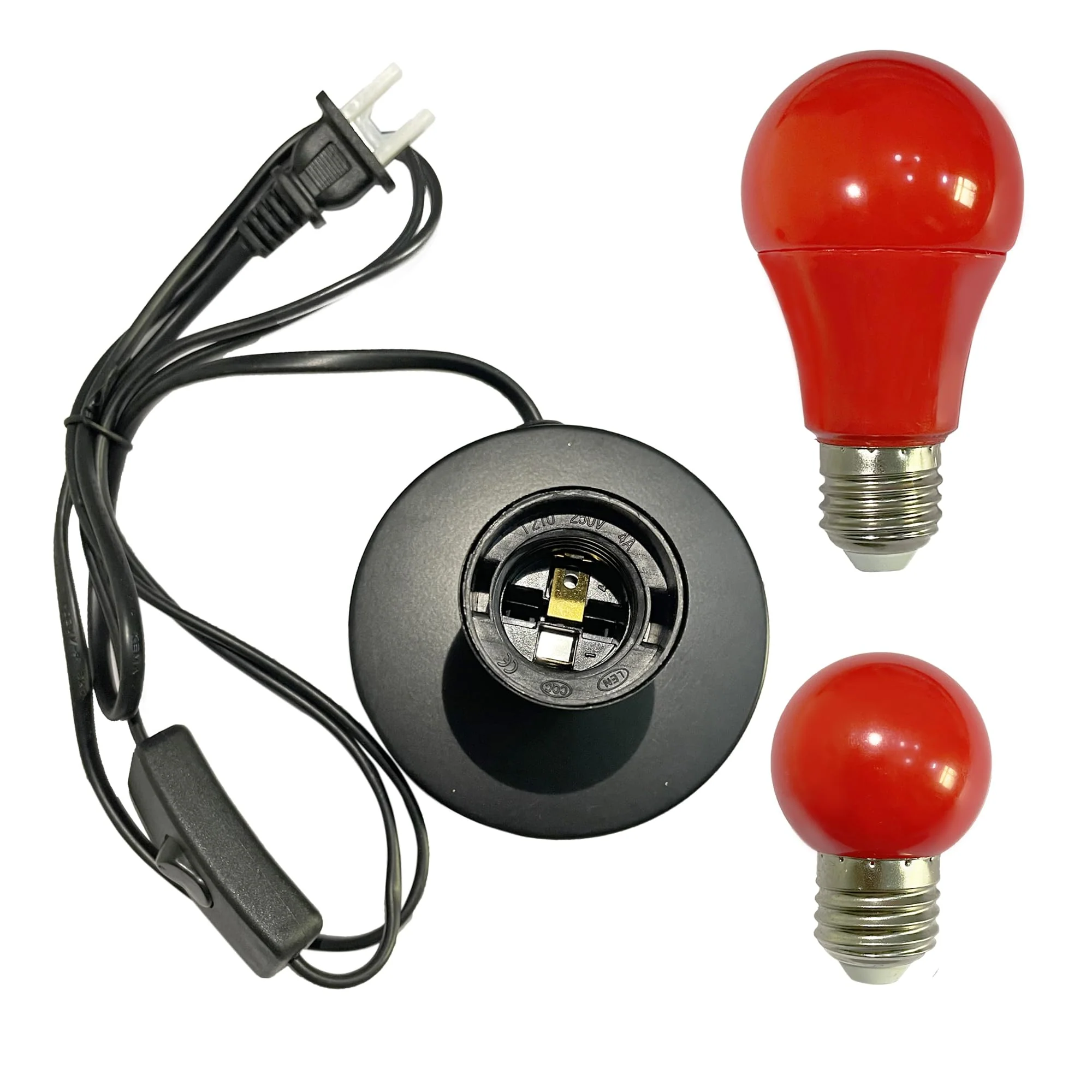 Darkroom Safelights Portable Red Lamp, E27 LED Screw Mouth Wall Light 360 Degree Desk Light with Switch and 180cm Power Cord