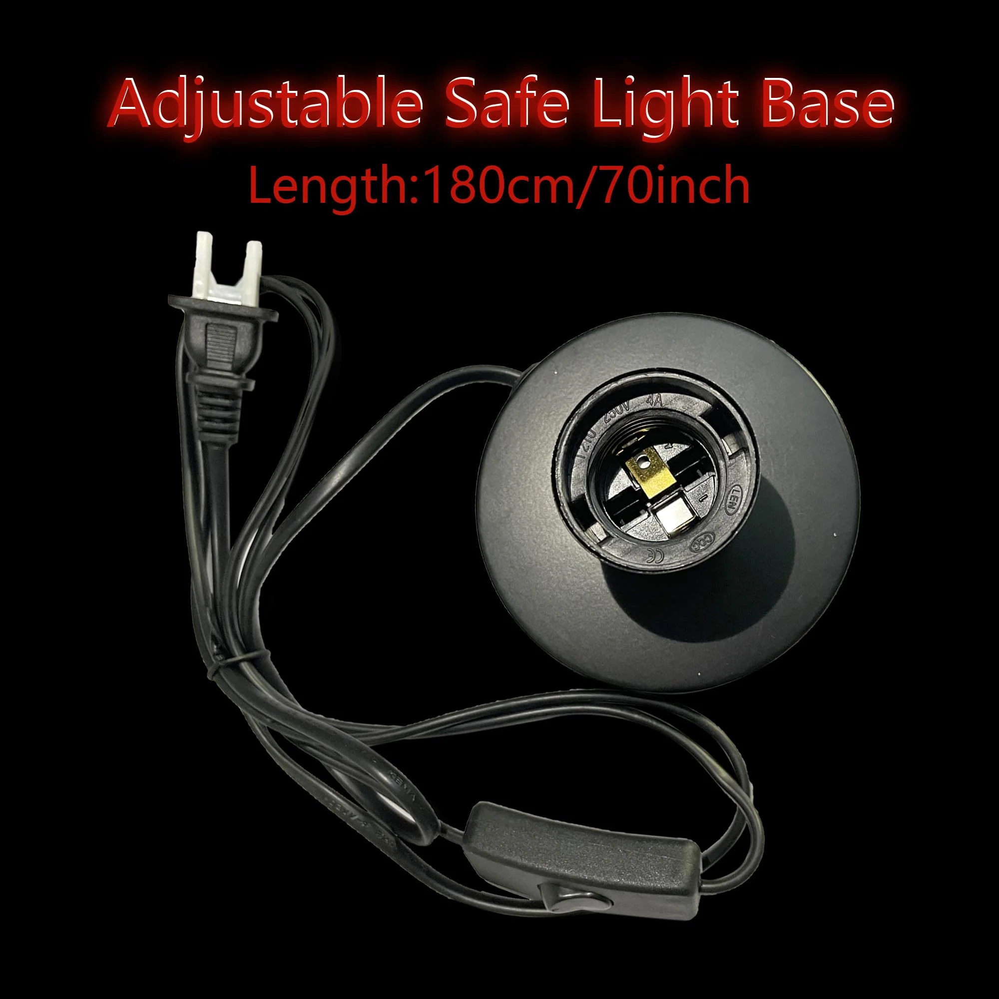 Darkroom Safelights Portable Red Lamp, E27 LED Screw Mouth Wall Light 360 Degree Desk Light with Switch and 180cm Power Cord - Image 2