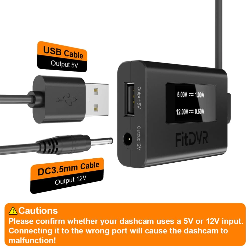 Dash Cam Power Adapter (10-Pin) for for Hyundai, Kia, Genesis, LED Display USB Power Source, Connects to Rearview Mirror, Fuse Protection, Easy to Install, 5V 12V Output, D3-014 - Image 2