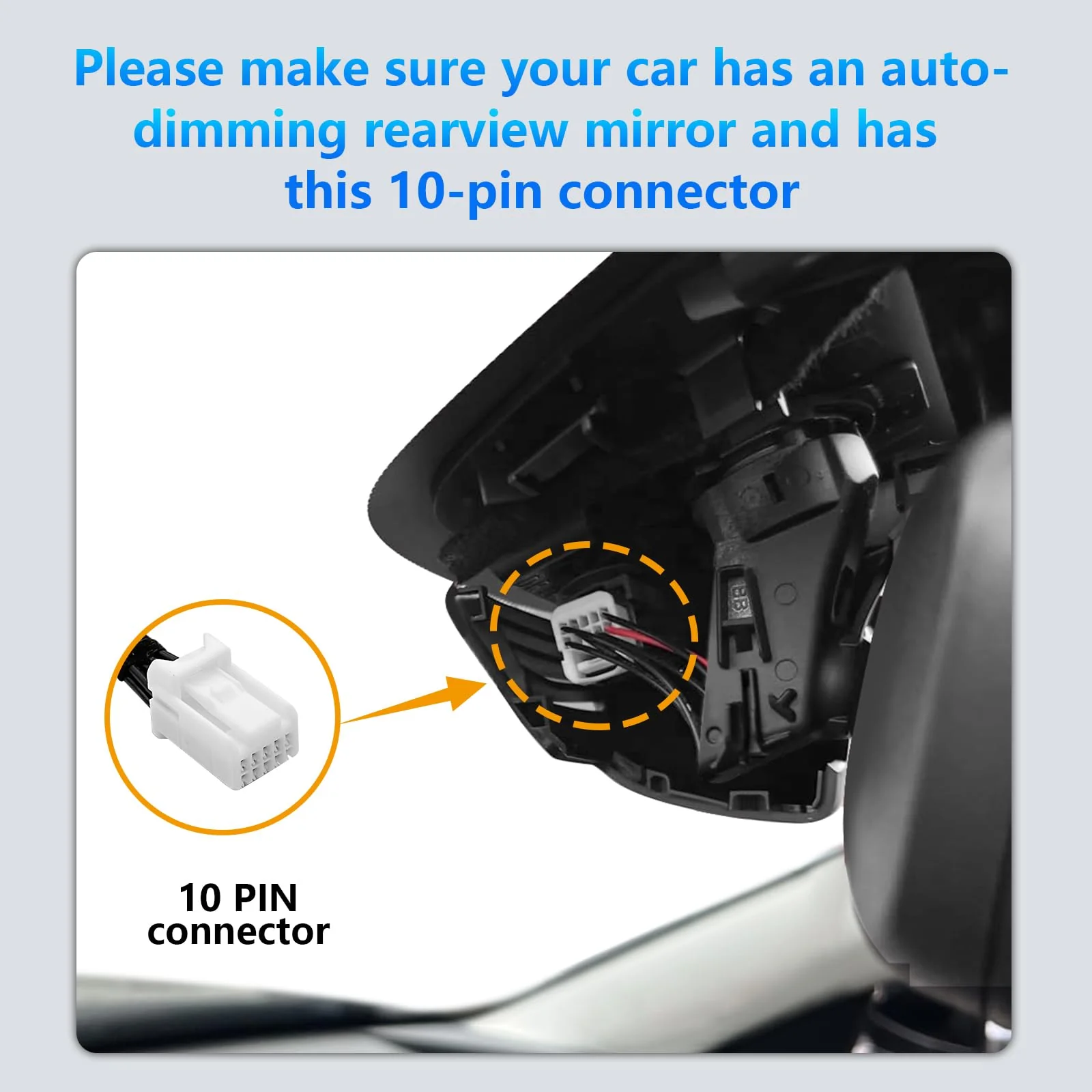 Dashcam Power Adapter 10 Pin (Model A) Custom for Mazda, 6 CX3 CX5 CX5 CX9 CX30 CX50 MX30 and More with Auto-dimming Rearview Mirror, Easy to Install 10 pin (Model A) - vehicle with Auto-dimming - Image 4
