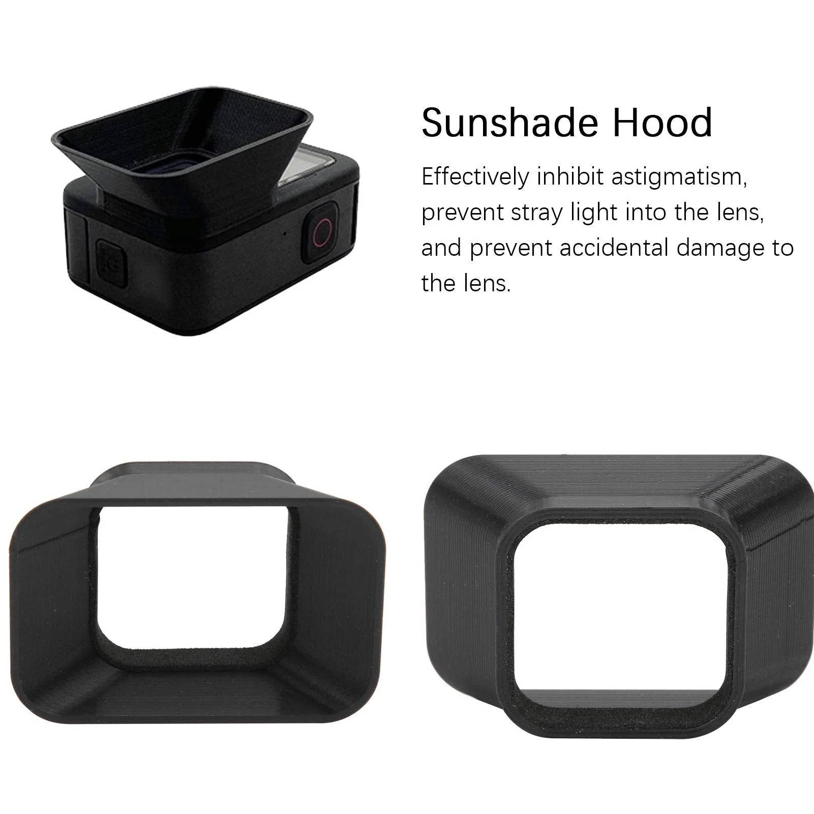 DAUERHAFT Sunshade Hood Sturdy 2pcs Portable Sun for Lightweight for Hero 9 Black - Image 2