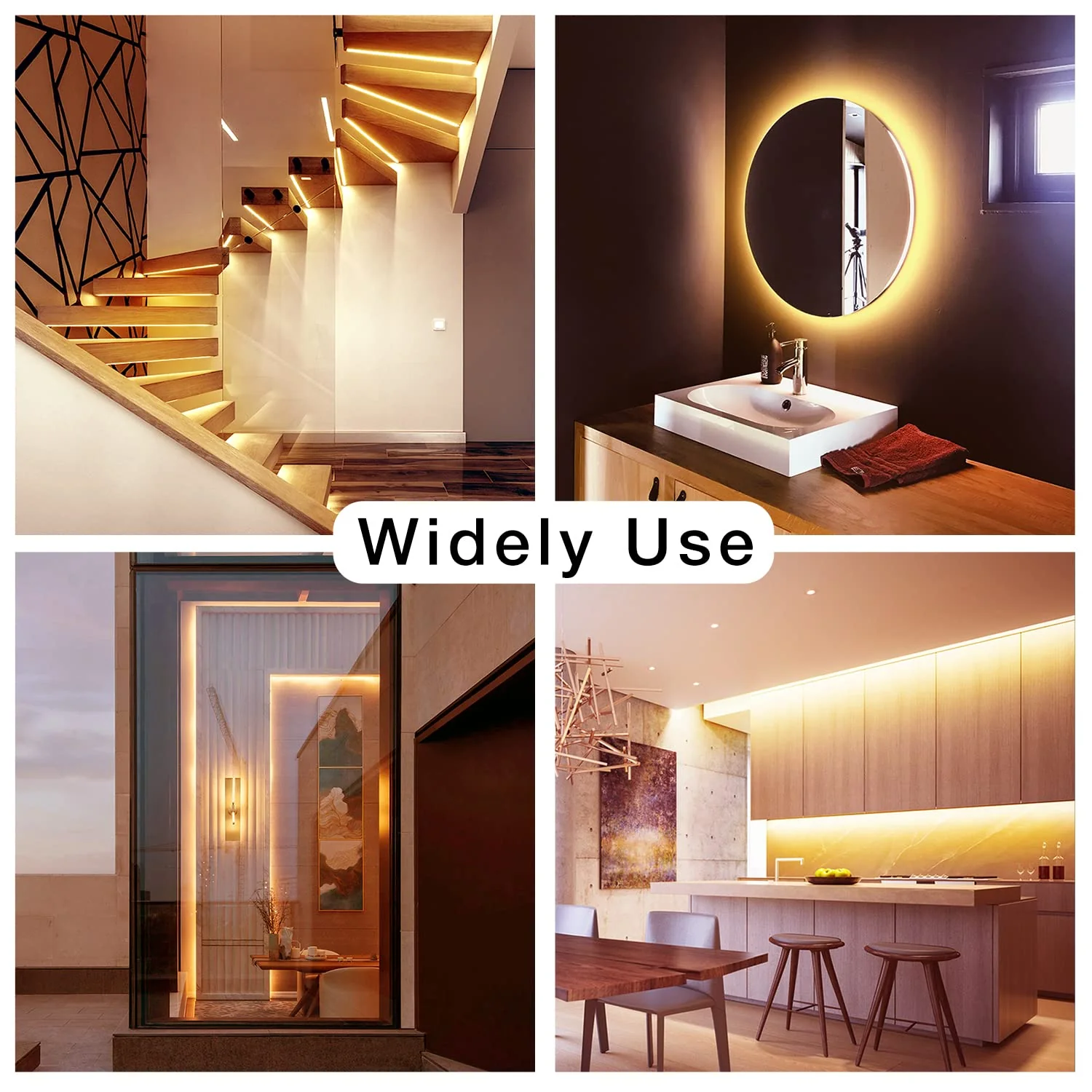 DAYBETTER Warm White LED Strip Light,16.4ft Dimmable Bright Rope Light,3000K 12V LED Light Strip,Super Bright LED Tape Lights for Bedroom,Kitchen,Mirror,Home Decoration 16.4ft - Image 5