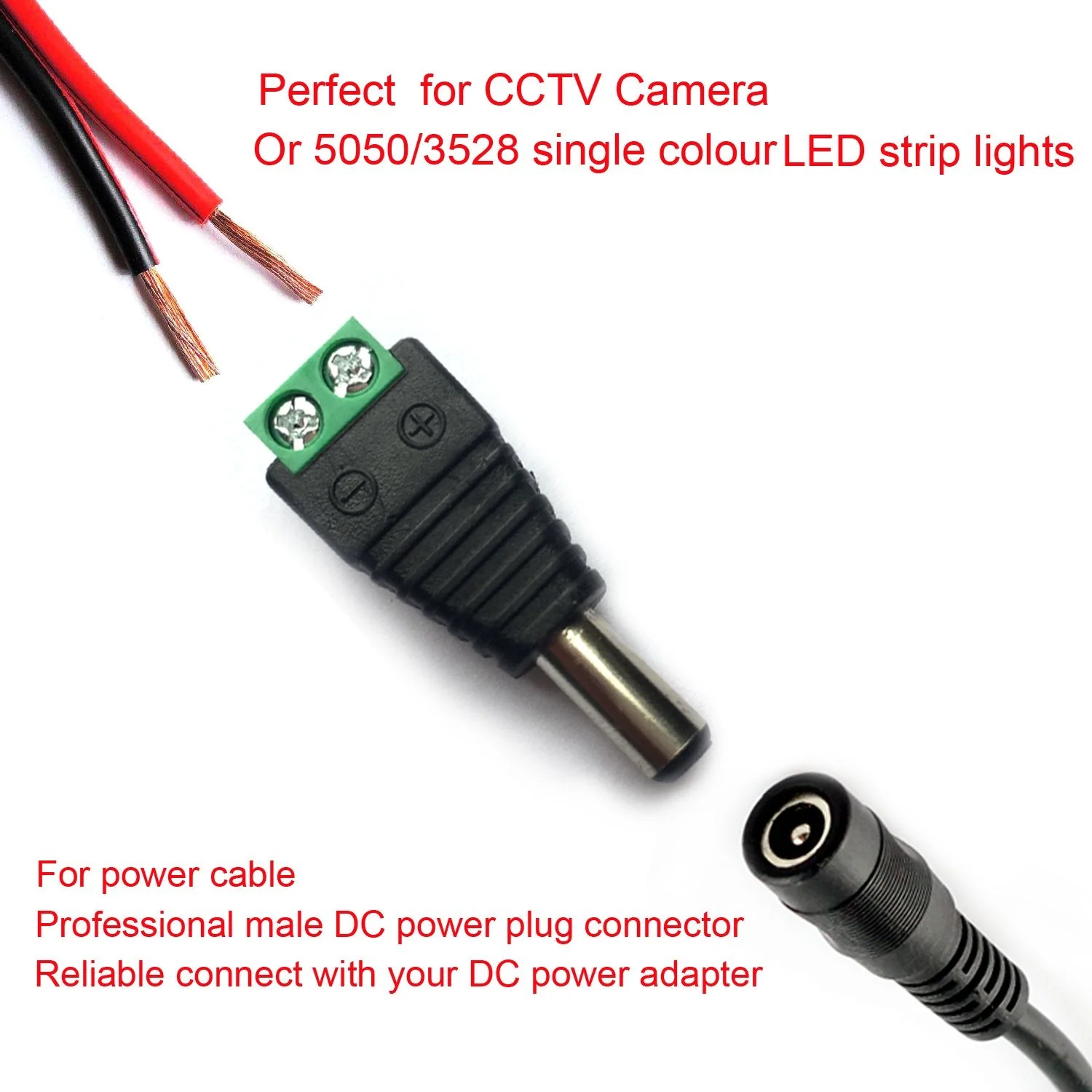 DAYKIT 10 Pairs 12V Male+Female 2.1x5.5MM DC Power Jack Plug Adapter Connector for CCTV Camera - Image 4