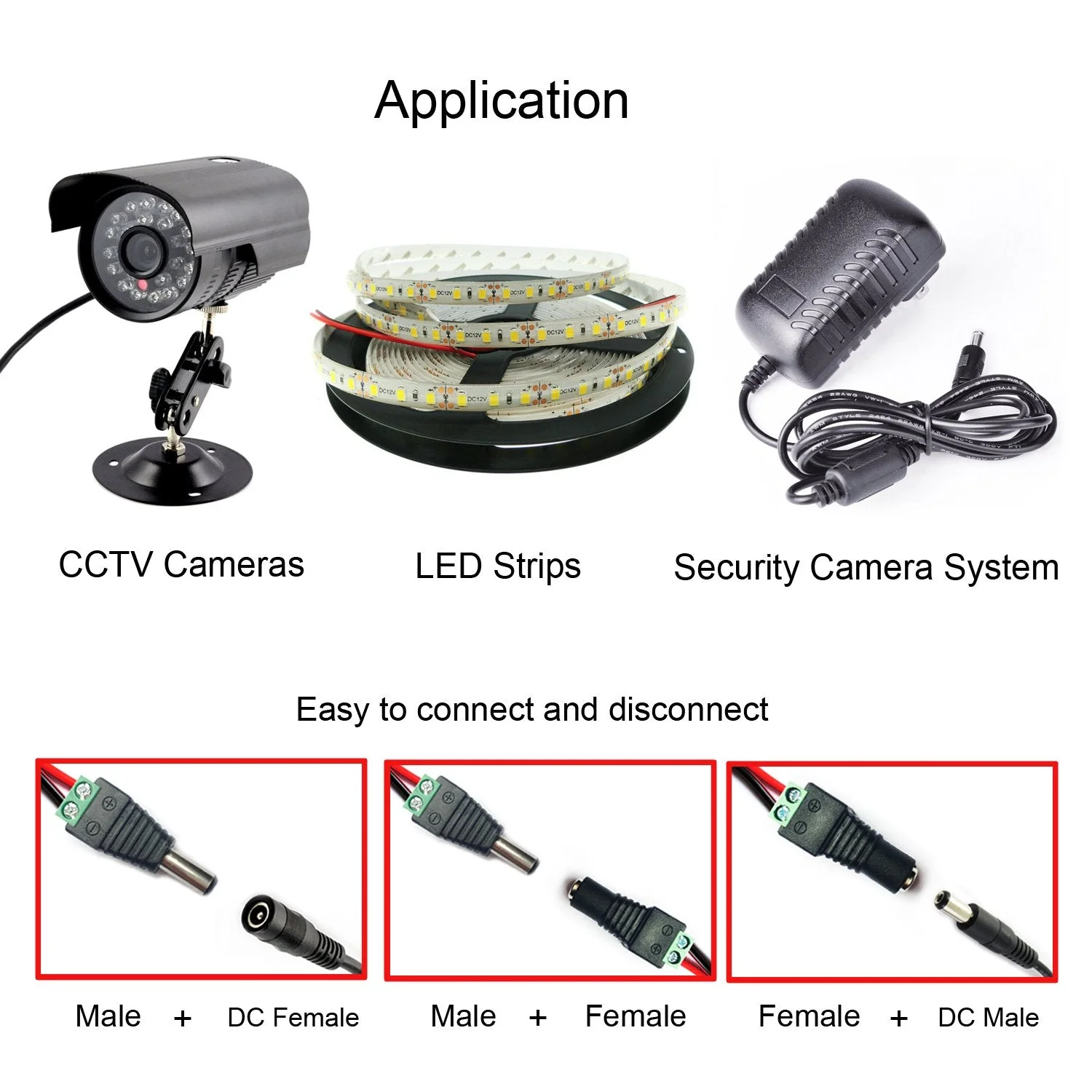 DAYKIT 10 Pairs 12V Male+Female 2.1x5.5MM DC Power Jack Plug Adapter Connector for CCTV Camera - Image 6