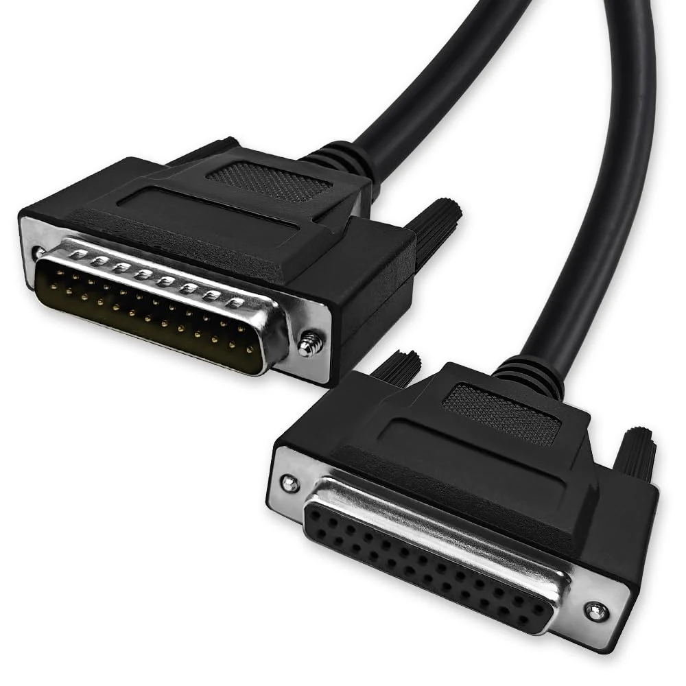 DB25 25 Pin 6.6 Feet(2 Meter) Two Row Straight Through Serial Cable, Double Shielded(Metal Braiding&AL-foil), Female to Male, Black, SC920S08FM 6.6 feet(2 meter)