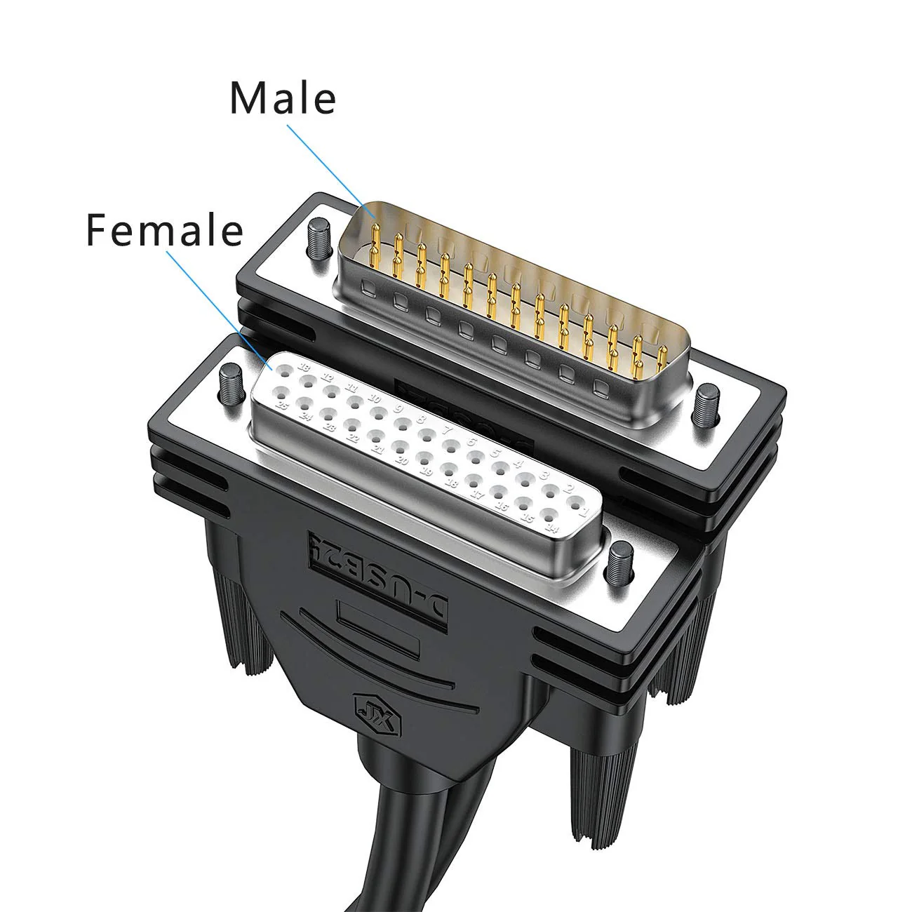 DB25 Male to Female Cable 6FT, DB25 Extension Cable Double-Shielded with Foil &Metal Braid, D-SUB 25 PIN Cable RS232 Serial Cable in Black 6.6 feet 2M - Image 3