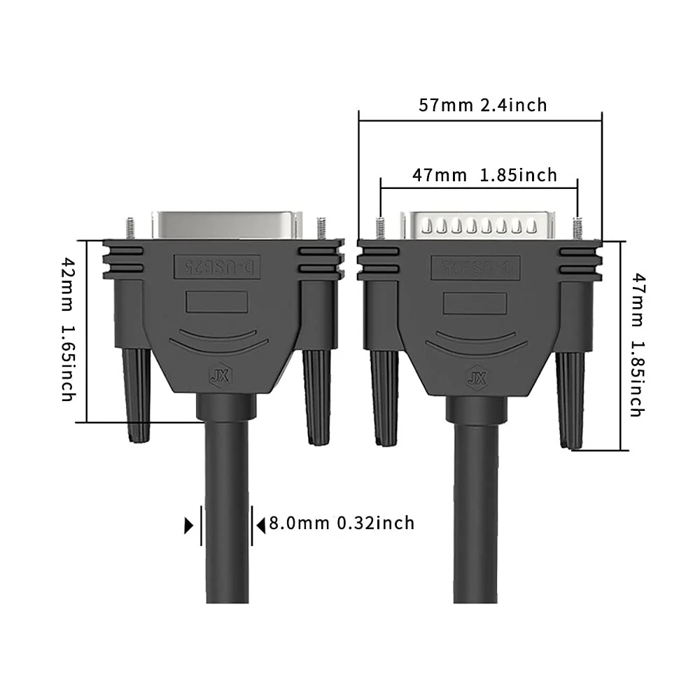 DB25 Male to Female Cable 6FT, DB25 Extension Cable Double-Shielded with Foil &Metal Braid, D-SUB 25 PIN Cable RS232 Serial Cable in Black 6.6 feet 2M - Image 5