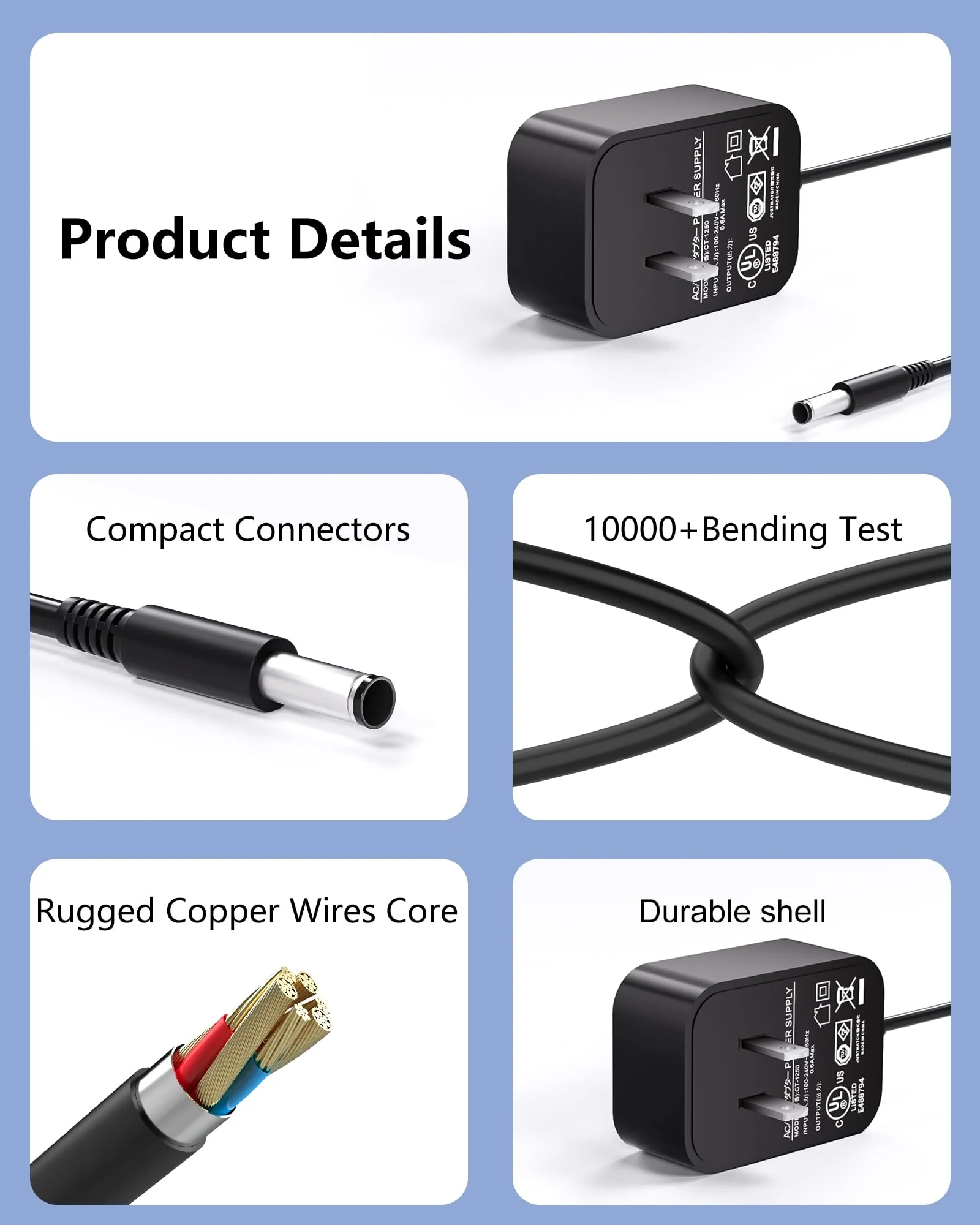 DC 9V for Casio Keyboard Power Cord compatible with Casio Keyboard AD-5 AD-5MU AD-5MR CTK-2100 CTK-800 CTK-700 CTK-710 CTK-720 LK-220 CTK-480 CTK-650 SK-200 WK-110 WK-200 LK-43 LK-100 (5.9Ft Long) - Image 6