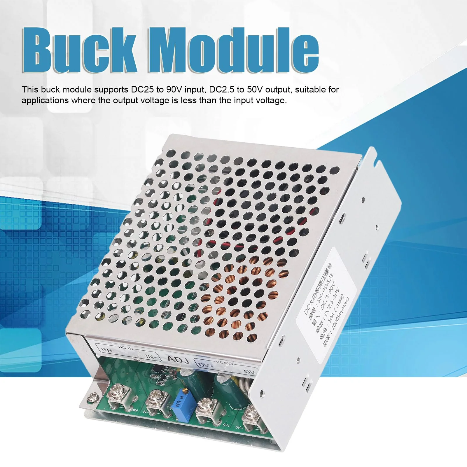 DC to DC Down Module 50A 1000W DC25-90V Input Adjustable Voltage Regulator Converter Module with Fan DC2.5-50V Output - Image 4