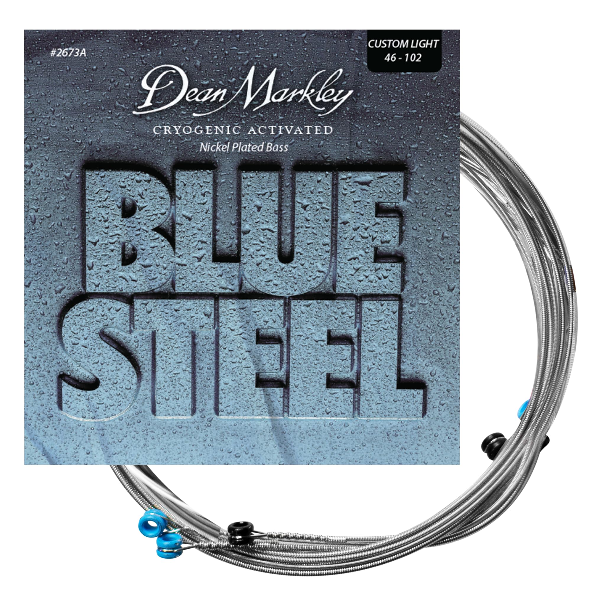 Dean Markley NPS Blue Steel Bass Guitar Strings 4 String Set, 46-102 Custom Light 4 String Bass Guitar, Cryogenically Processed Steel Bass Strings with Warm Rich Tone, Made in the USA 4-String