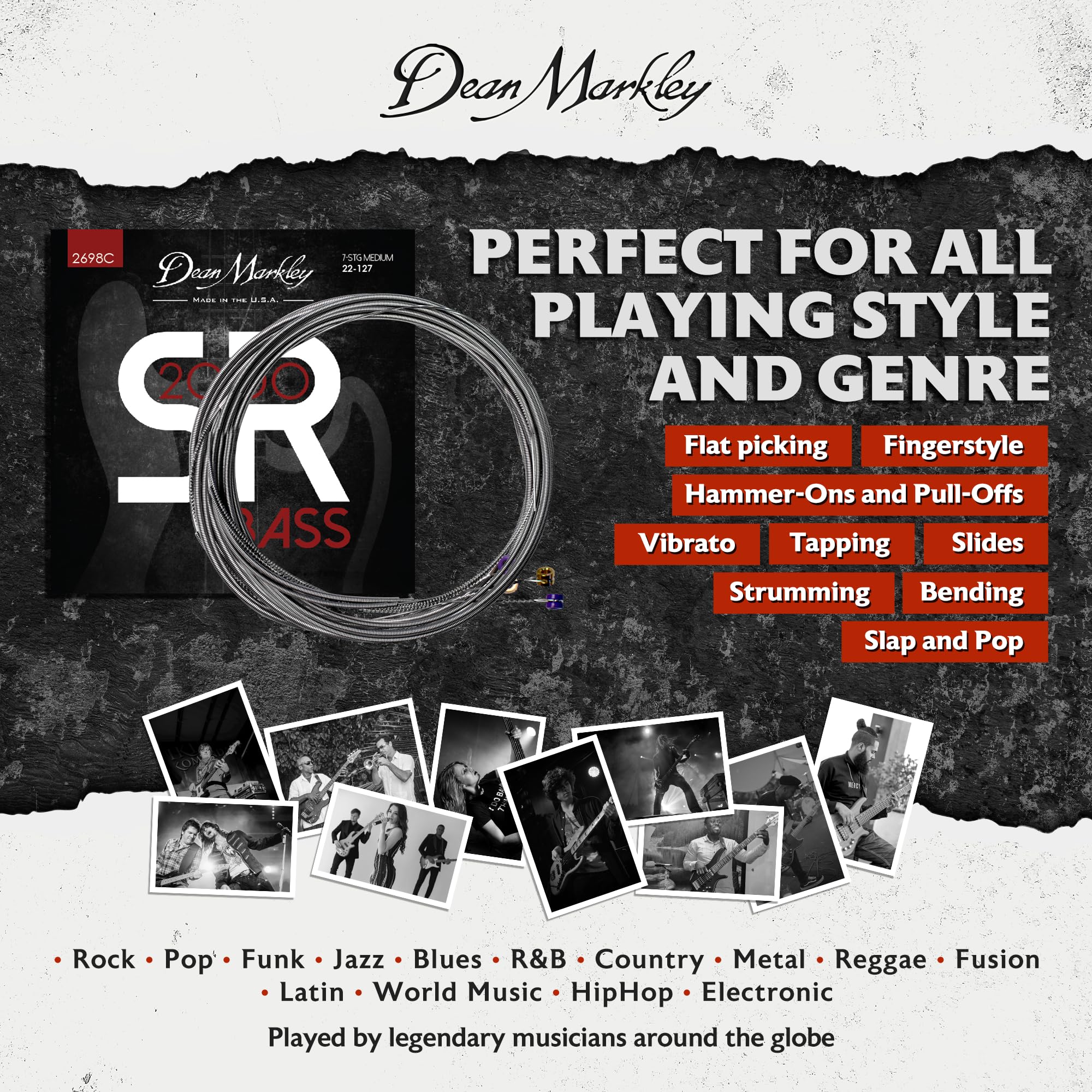 Dean Markley SR2000 Stainless Steel Bass Guitar Strings 7 String Set, 22-127 Medium Custom 7 String Bass Guitar, Silky Smooth Bass Strings with Long Lasting and Full Tone, Made in the USA - Image 6