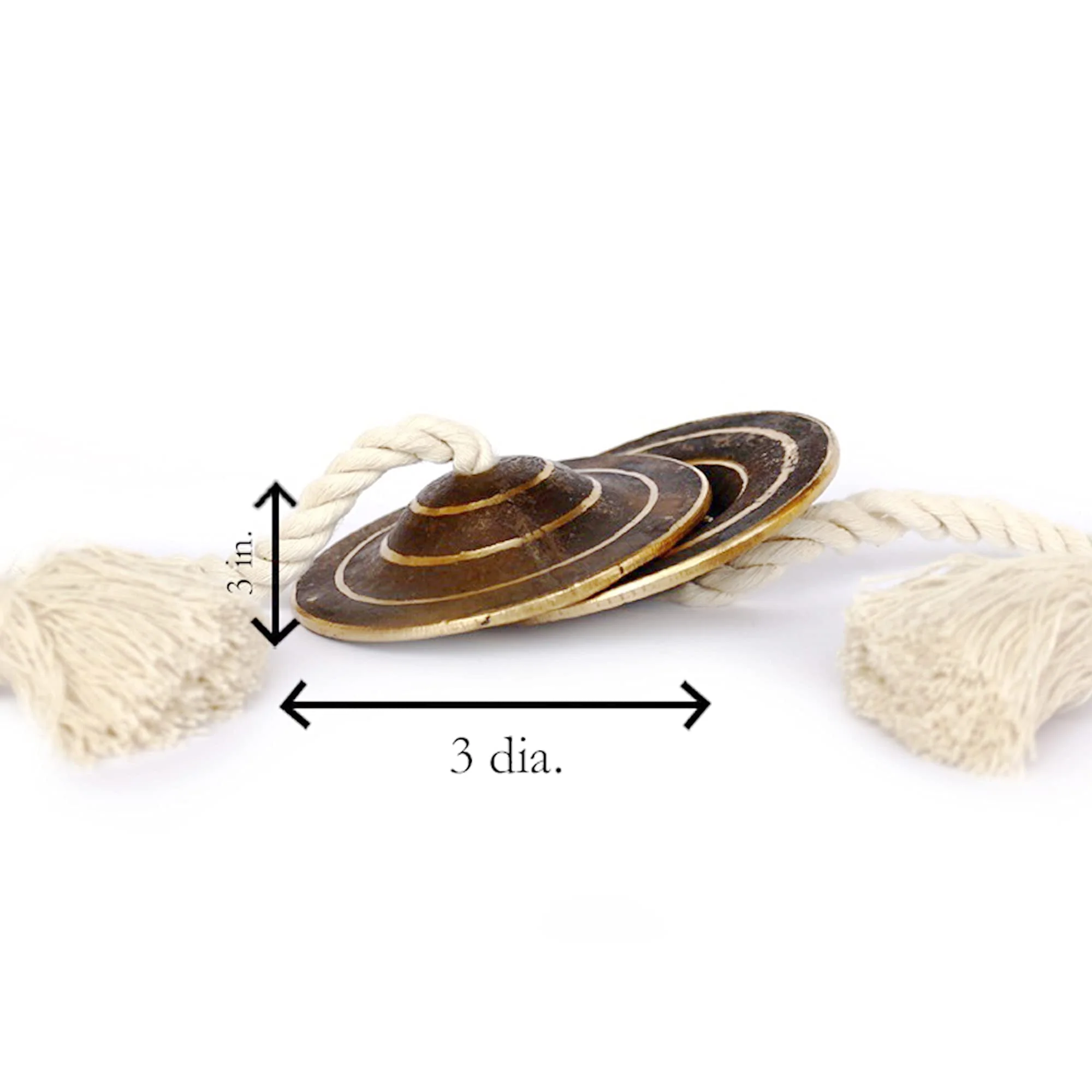 DeKulture Handmade Pure Kansa Manjeera Percussion Instrument Indian Cymbal Clapper Bell For Religious Ceremonies Bhajans Healing Yoga Meditation, 3X1 (DH) Inches - Image 3