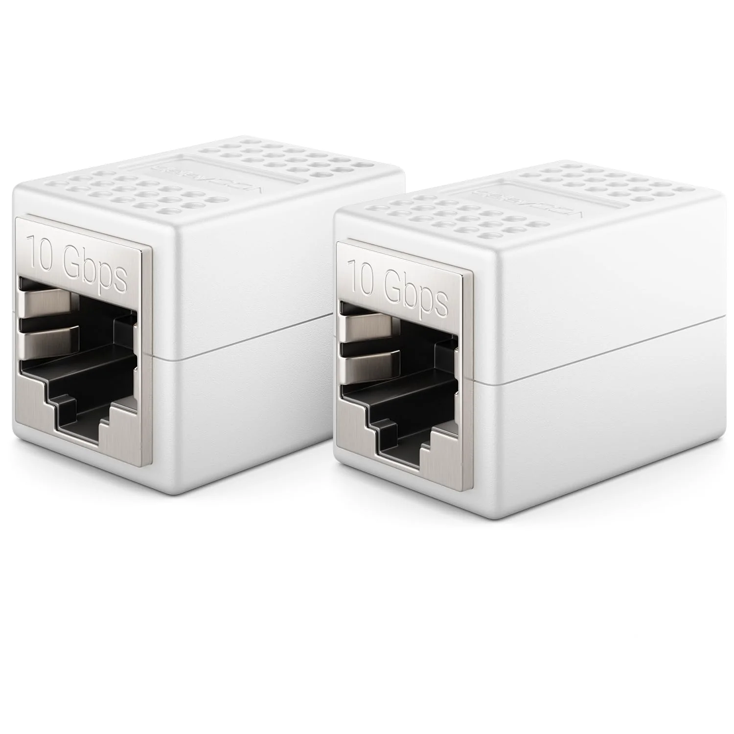 deleyCON LAN Cable Extension RJ45 Coupling (10 Gbit/s) Connector for Cat8/Cat7/Cat6/Cat5 Ethernet Cable Patch Cable Network Adapter 10 Gigabit POE - Pack of 2 - White 2 Stück