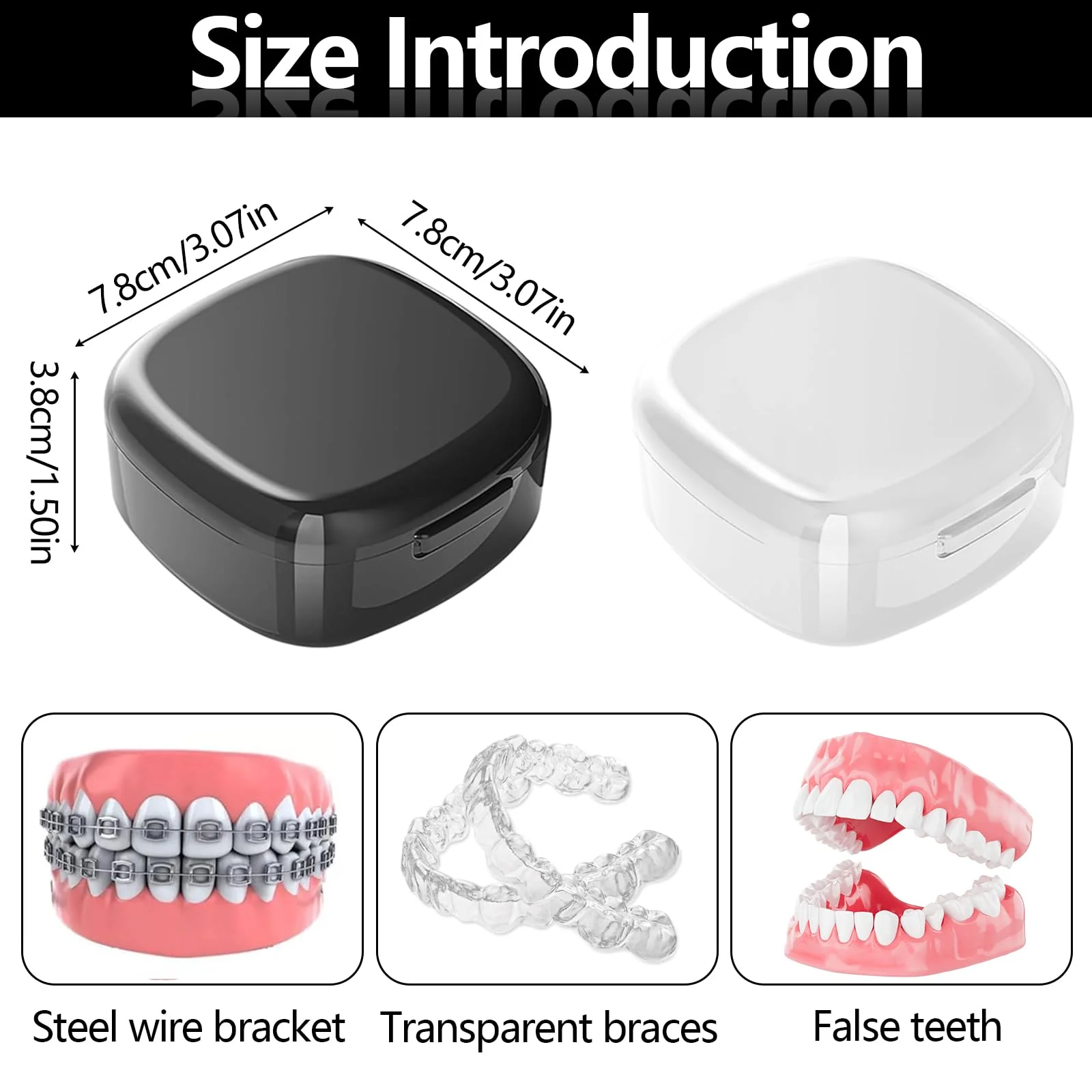 Denture Box, Pack of 2 Braces Box with Sieve, Portable Denture Box, Invisible Braces, Storage Box, Double Layer Hollow Drain - Image 2