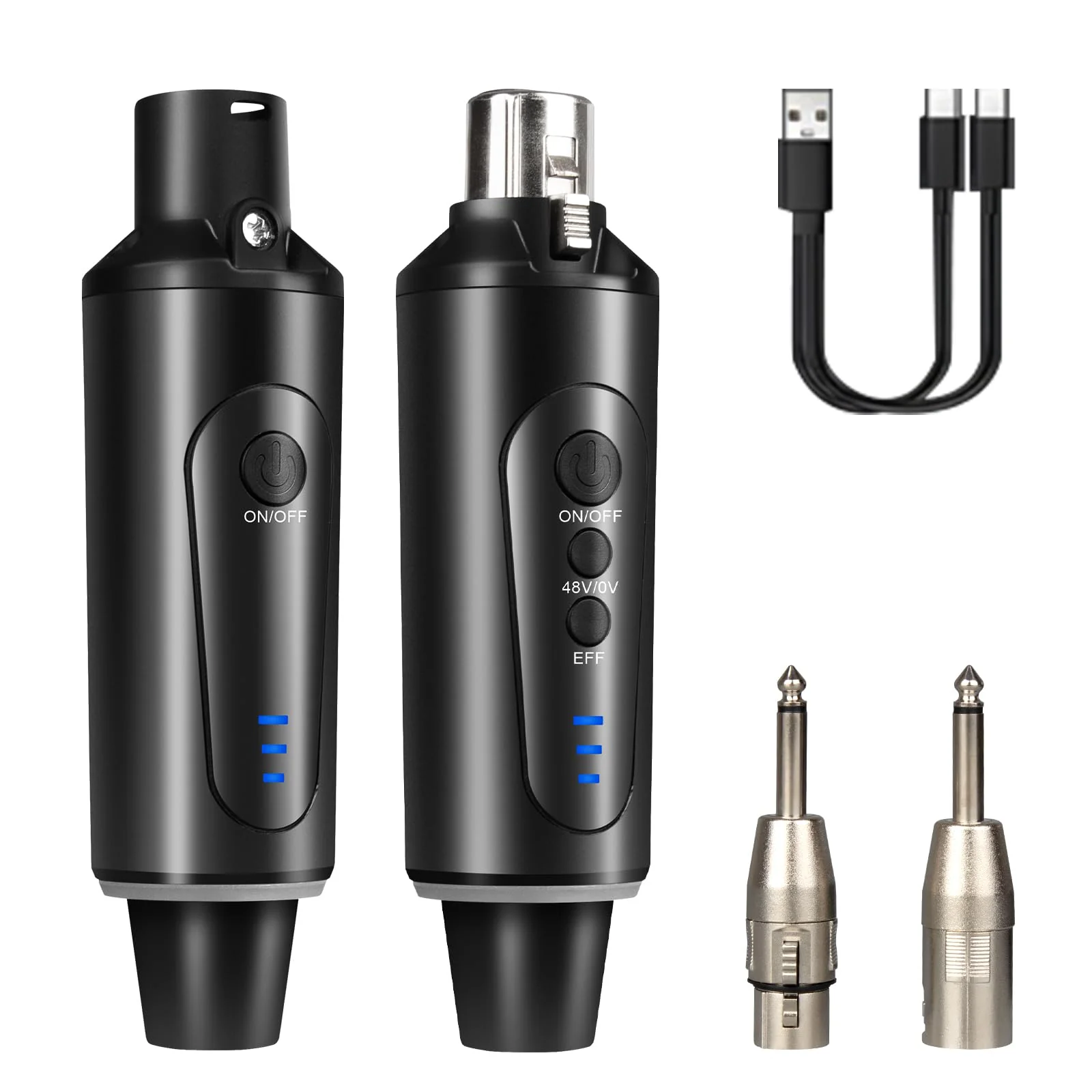 Depusheng S5 Wireless Microphone System Wireless Guitar Transmitter Receiver XLR Plug-on for Dynamic and 48V Condenser Microphones, Audio Mixer, with 48v Phantom Power and Reverb Switch
