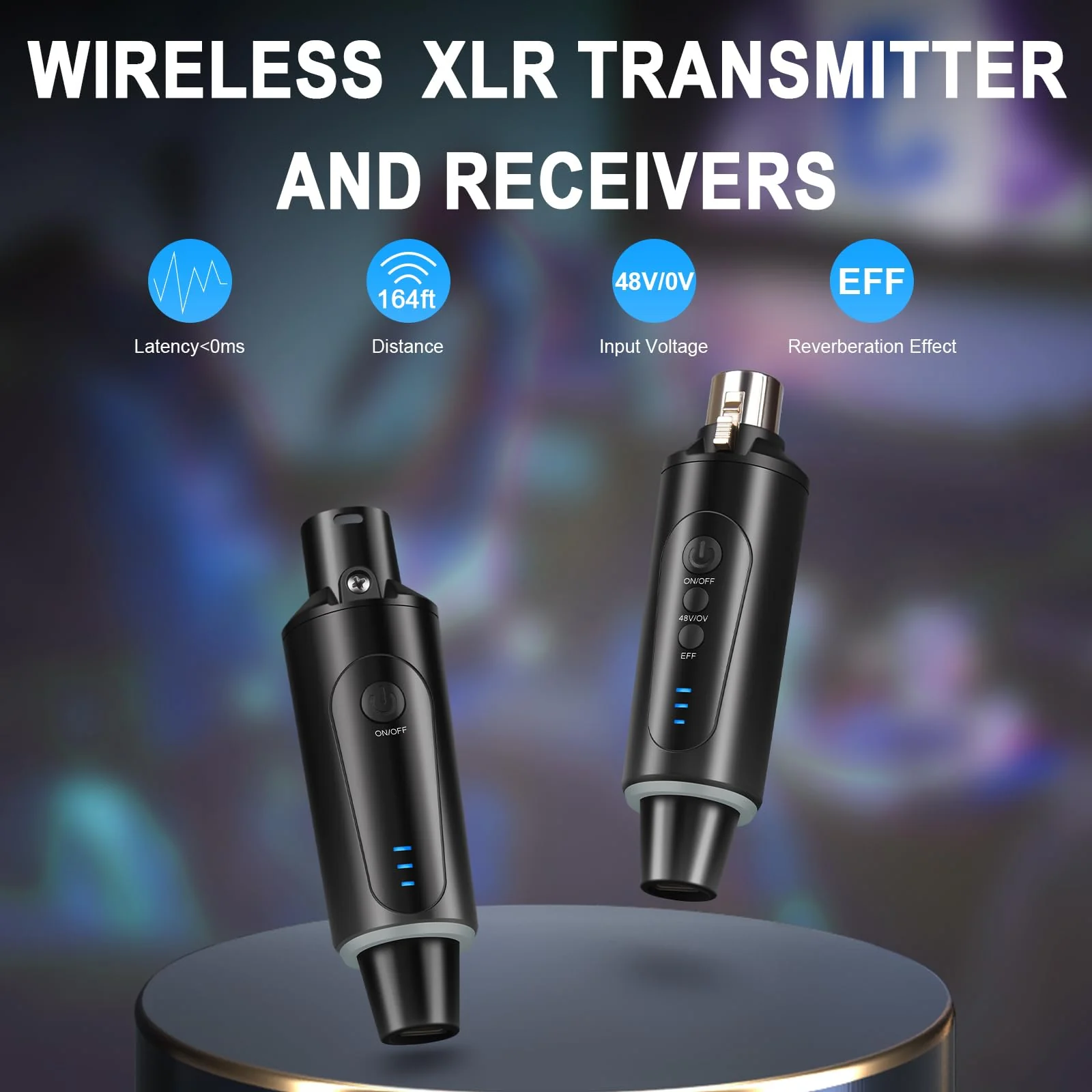 Depusheng S5 Wireless Microphone System Wireless Guitar Transmitter Receiver XLR Plug-on for Dynamic and 48V Condenser Microphones, Audio Mixer, with 48v Phantom Power and Reverb Switch - Image 5