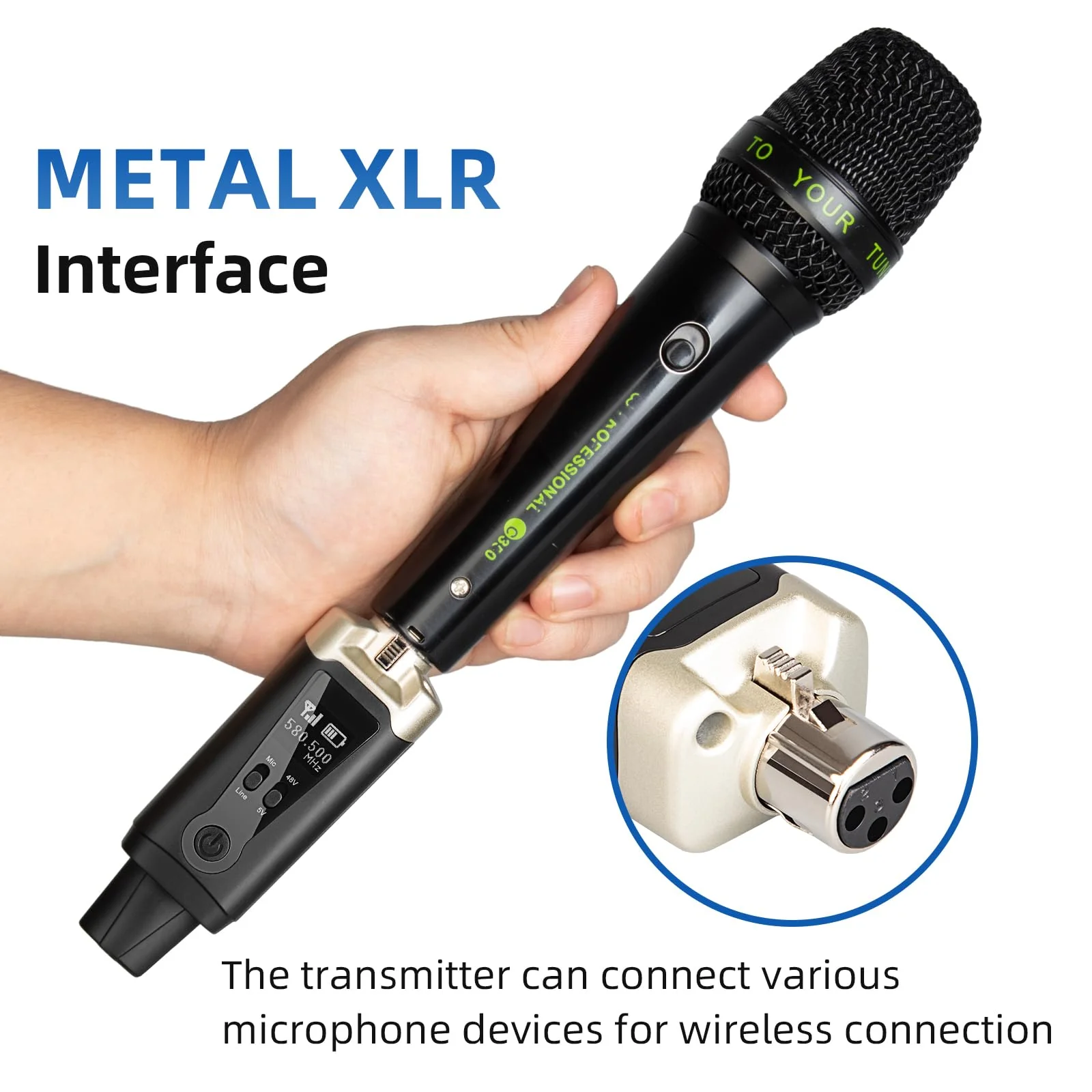 Depusheng T9 Wireless guitar transmitter receiver, Wireless Microphone Transmitter Receiver XLR Microphone Wireless System for Dynamic and condenser Microphone Audio Mixer, With 48V phantom power - Image 5