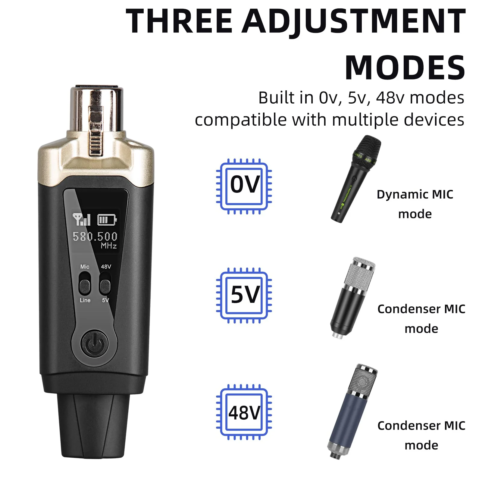 Depusheng T9 Wireless guitar transmitter receiver, Wireless Microphone Transmitter Receiver XLR Microphone Wireless System for Dynamic and condenser Microphone Audio Mixer, With 48V phantom power - Image 6