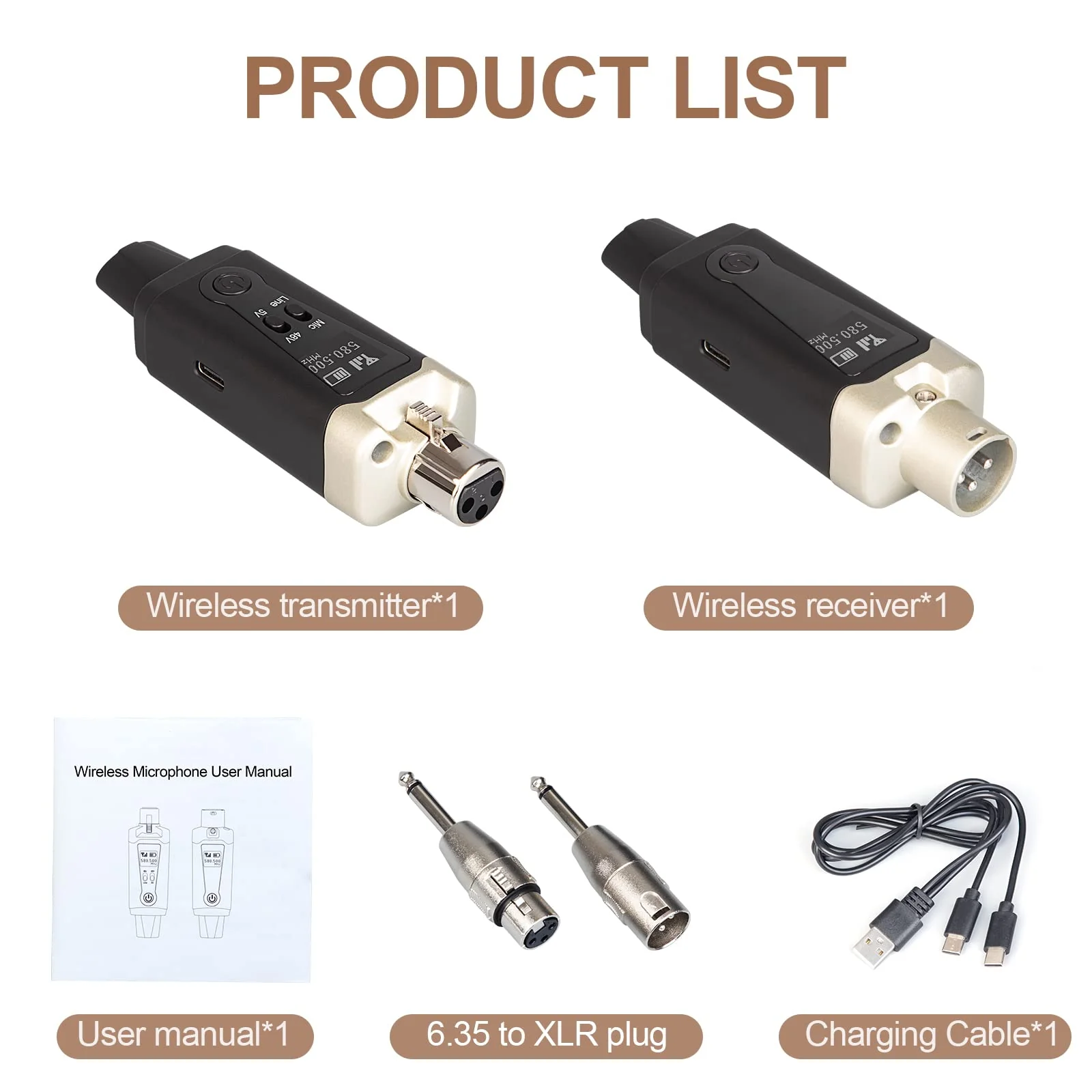Depusheng T9 Wireless guitar transmitter receiver, Wireless Microphone Transmitter Receiver XLR Microphone Wireless System for Dynamic and condenser Microphone Audio Mixer, With 48V phantom power - Image 9