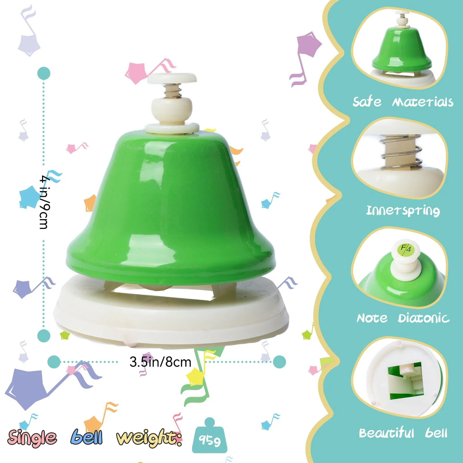 Desk Bells, Rainbow Diatonic Hand Bells for Kids with 17 Songbook, Toddler Preschool Musical Learning Toys, Boys & Girls Birthday Gift for 3-Year-Old and Over by TantivyBo - Image 4
