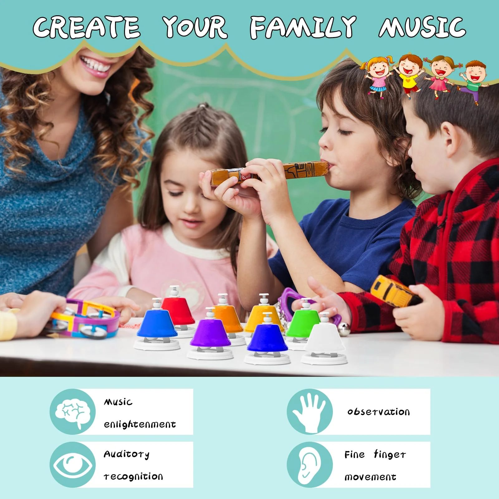 Desk Bells, Rainbow Diatonic Hand Bells for Kids with 17 Songbook, Toddler Preschool Musical Learning Toys, Boys & Girls Birthday Gift for 3-Year-Old and Over by TantivyBo - Image 6