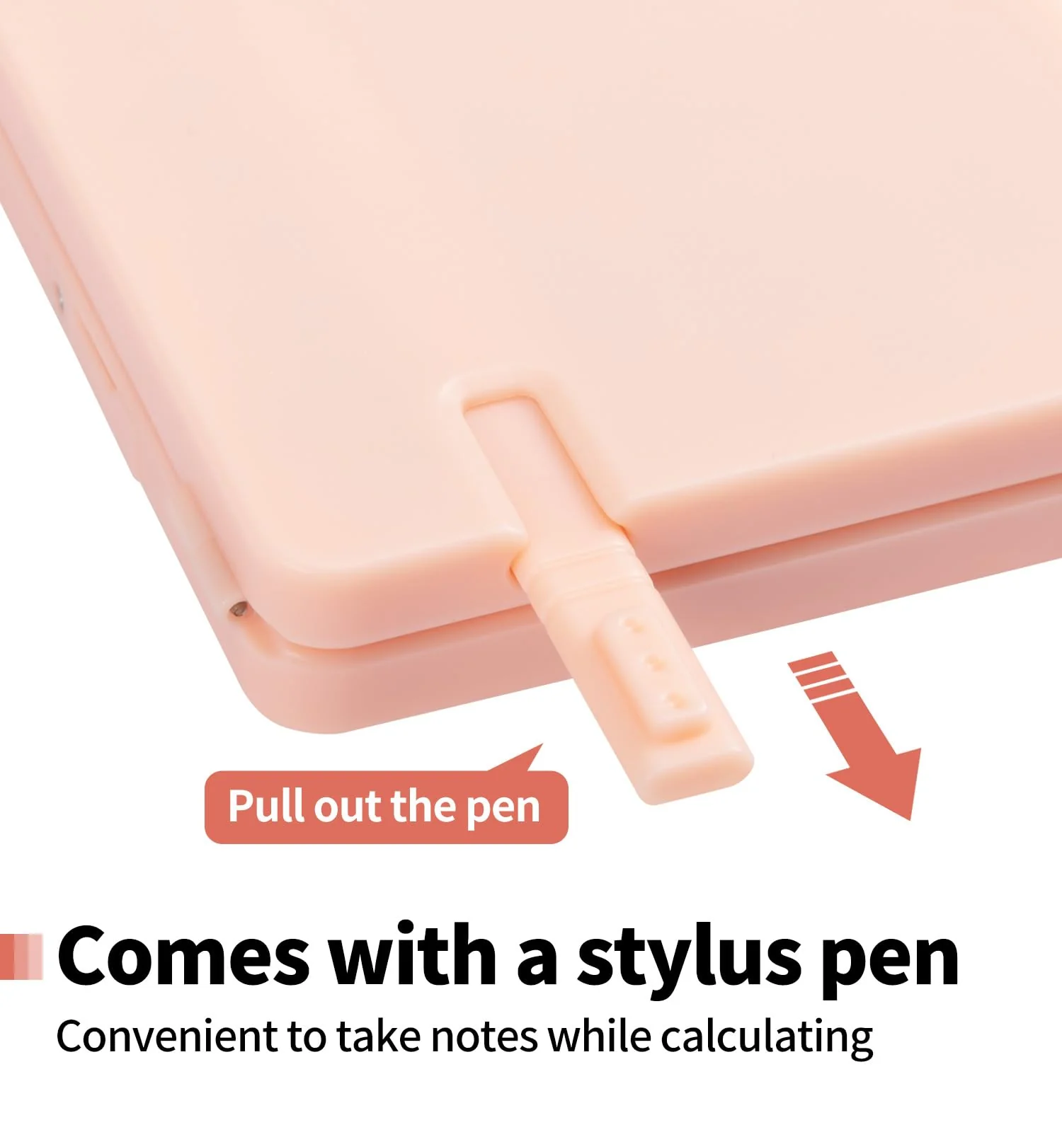 Desk Calculator, Portable Calculator with Notepad, Basic Calculator with Writing Tablet, 12 Digit Large Display Calculators with Stylus, Multi-Function Calculator for Office, School & Home(Pink) Pink - Image 4