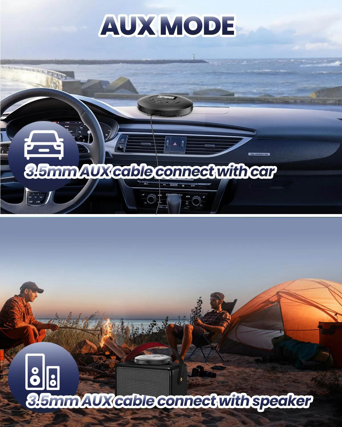 Desobry Portable CD Player with Rechargeable Battery Personal CD Players with Headphones LCD Display Anti-Skip Protection Playback Memory CD Player for Car Walkman CD Player Music Media Black - Image 2