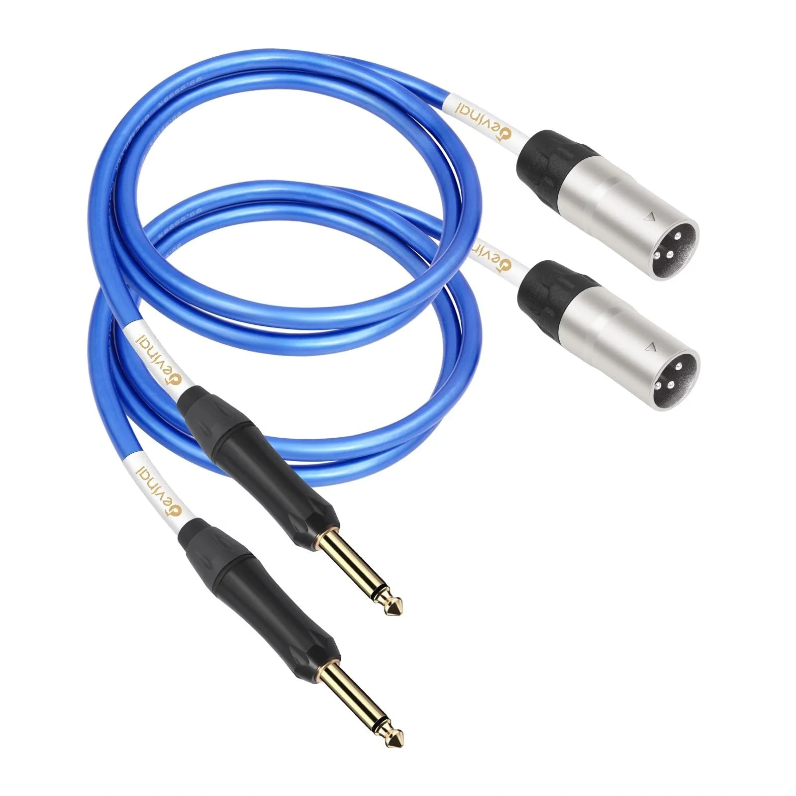 Devinal [20 AWG Silver-Plated OFC] 1/4 inch to XLR Cable, Hi-Fi Grade Unbalanced 6.35mm TS Microphone Cord, Quarter inch to XLR Interconnect Cord for Speakers, Mixer, 3ft 2pack 1/4 inch TS/ 3FT