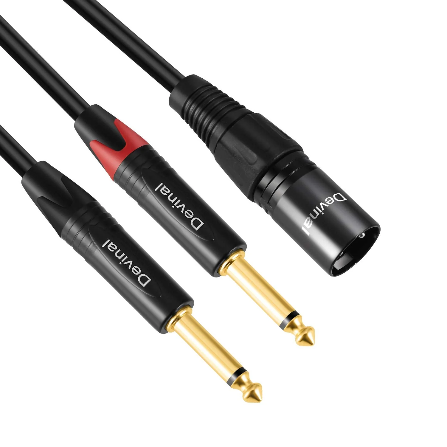 Devinal Dual 1/4 to XLR Y Splitter Cable, Double 6.35mm TS Male to XLR 3pin Male Stereo Cord, Dual Quarter inch Mono to XLR Male Plug Microphone Audio Converter Adapter 10 Feet 3m 10 FT