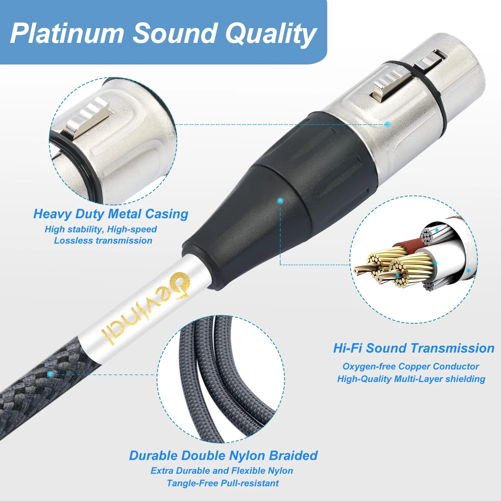 Devinal Upgrade XLR Female to USB C cable, USB tyep-C to Female XLR Recording Cable Cord Connector Adapter Compatible with Microphone Smartphone or MacBook 3M 3M/10FT - Image 3