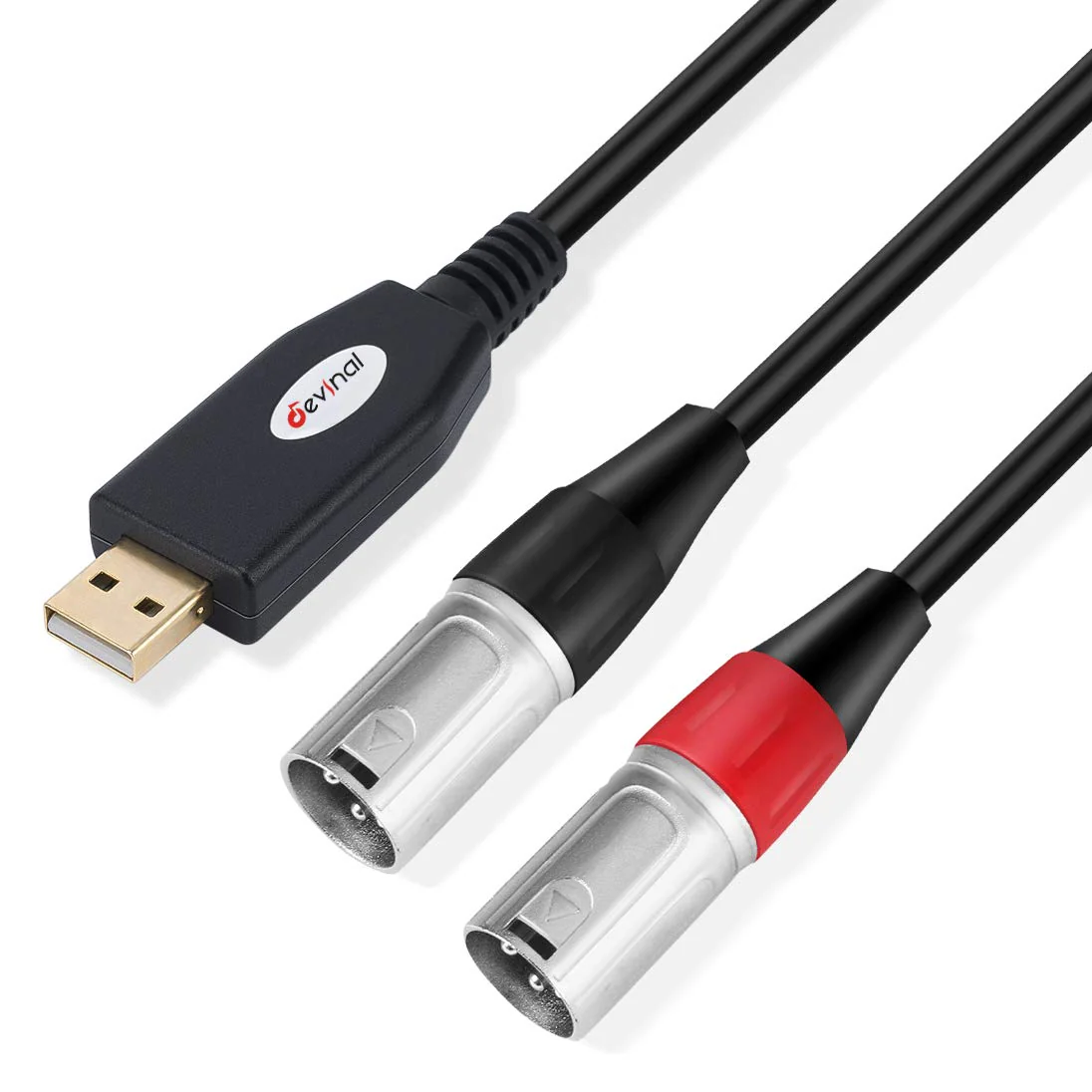 Devinal USB to XLR Audio Cable, USB-A to Dual XLR Male Output Cord, PC to Stereo Audio Cable Converter for Amplifier, Speaker, etc 10Ft USB to Dual XLR