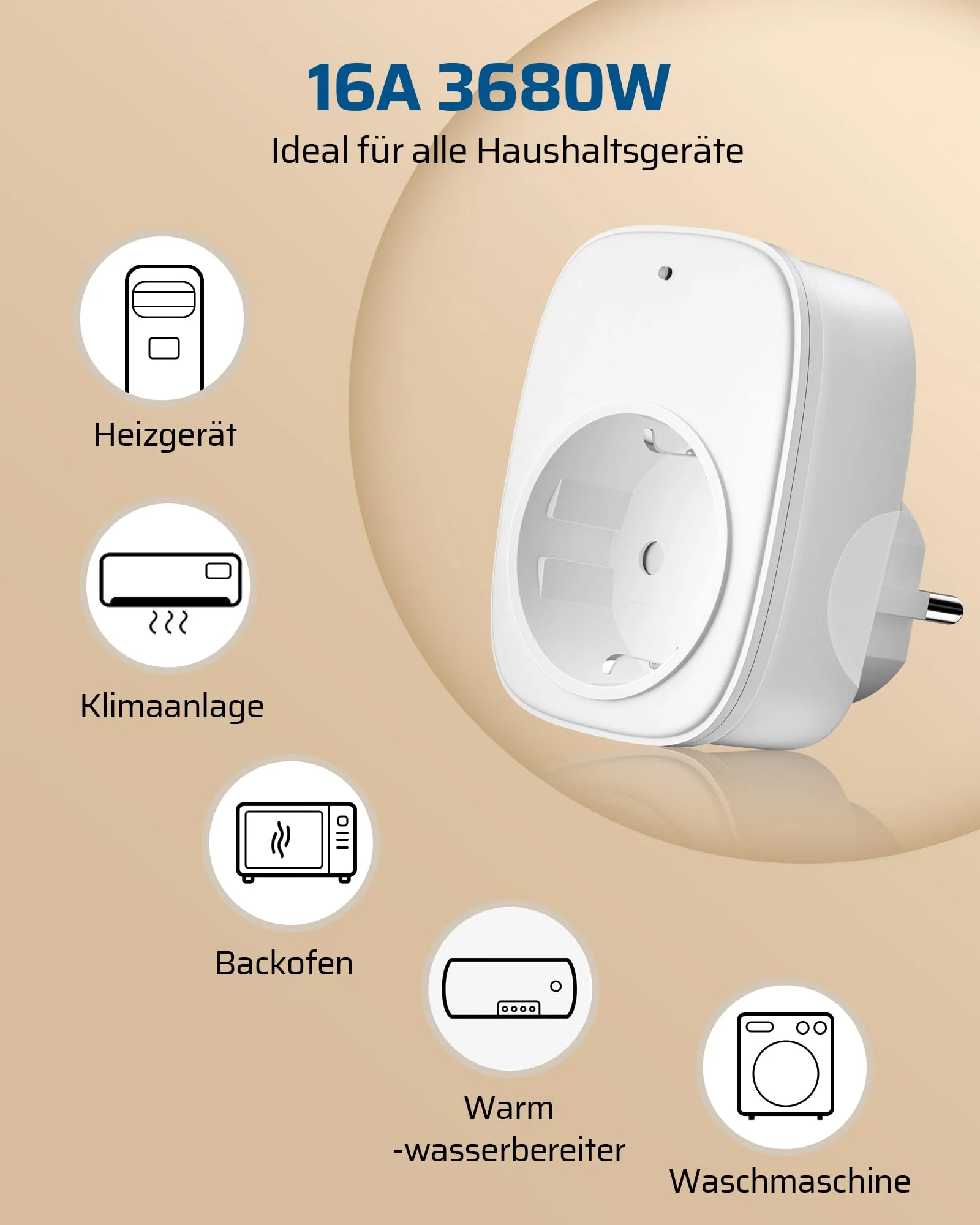 DEWENWILS Wireless Socket with Remote Control, 16 A 3680 W, Plug-In On/Off Socket Set 2V5, Expandable Radio Switch for Holiday Decoration and Home Devices, 30-50 m Range, Pre-Programmed, White 2-3680 watts - Image 2