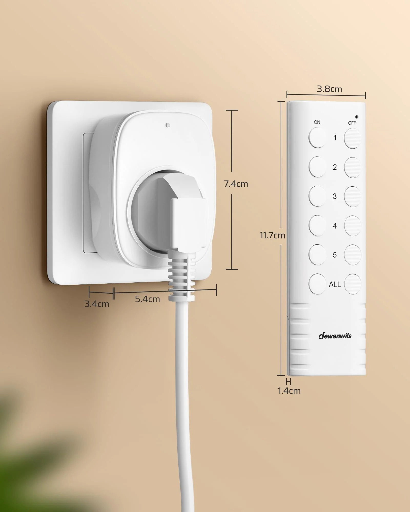 DEWENWILS Wireless Socket with Remote Control, 16 A 3680 W, Plug-In On/Off Socket Set 2V5, Expandable Radio Switch for Holiday Decoration and Home Devices, 30-50 m Range, Pre-Programmed, White 2-3680 watts - Image 9
