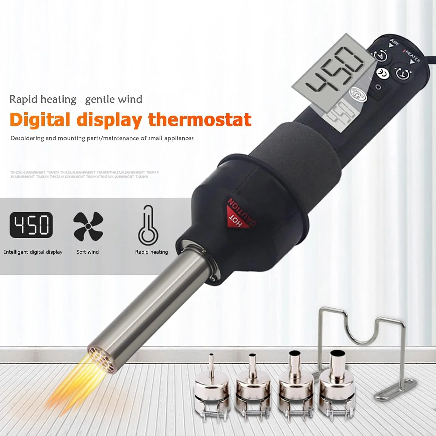 DEWIN Hot Air Gun, Hot Air Welder 220 V 450 W LCD Adjustable Electronic Heat Gun Desoldering Soldering Station IC SMD BGA - Image 3
