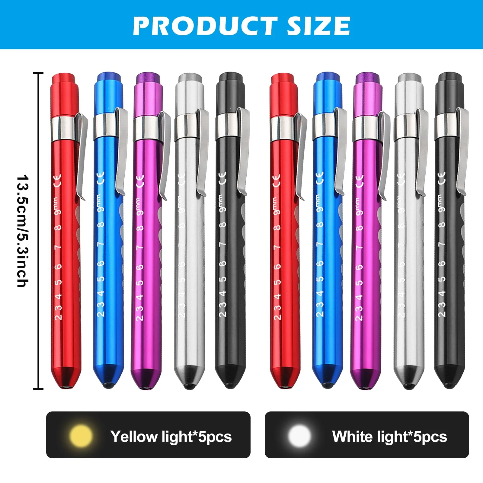Diagnostic Light, Pack of 10 Pupil Lights, Medical Penlight, LED Pen Lamp with Pocket Clip, Medical Lamp for Nurses, Doctors, Students, Reusable - Image 2