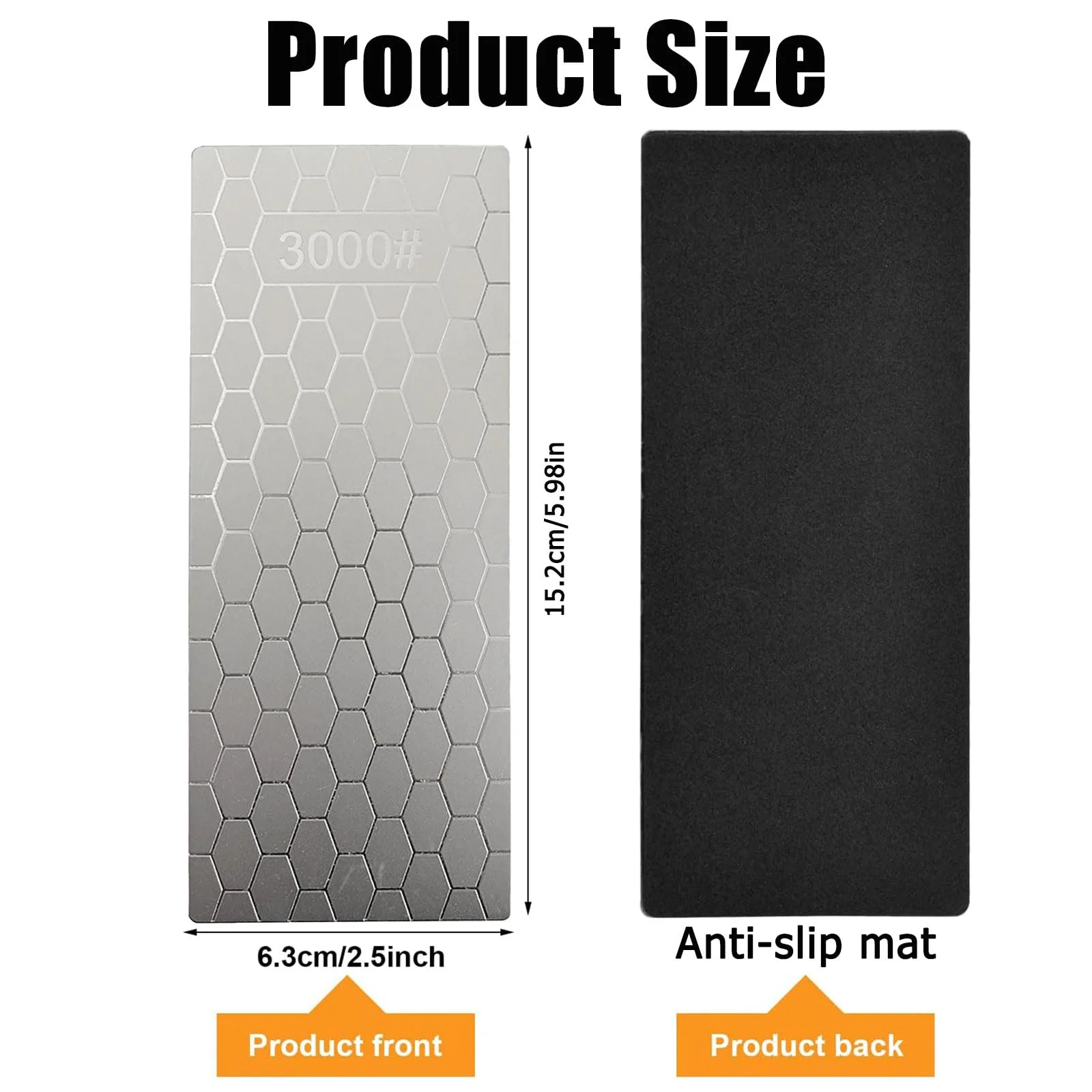 Diamond Whetstone, Whetstone, Sharpening Stones, Knife Sharpener, Knife Sharpener, 3000 Grit with Non-Slip Pad, Honeycomb Surface for Metal Blade Sharpening Polishing - Image 2