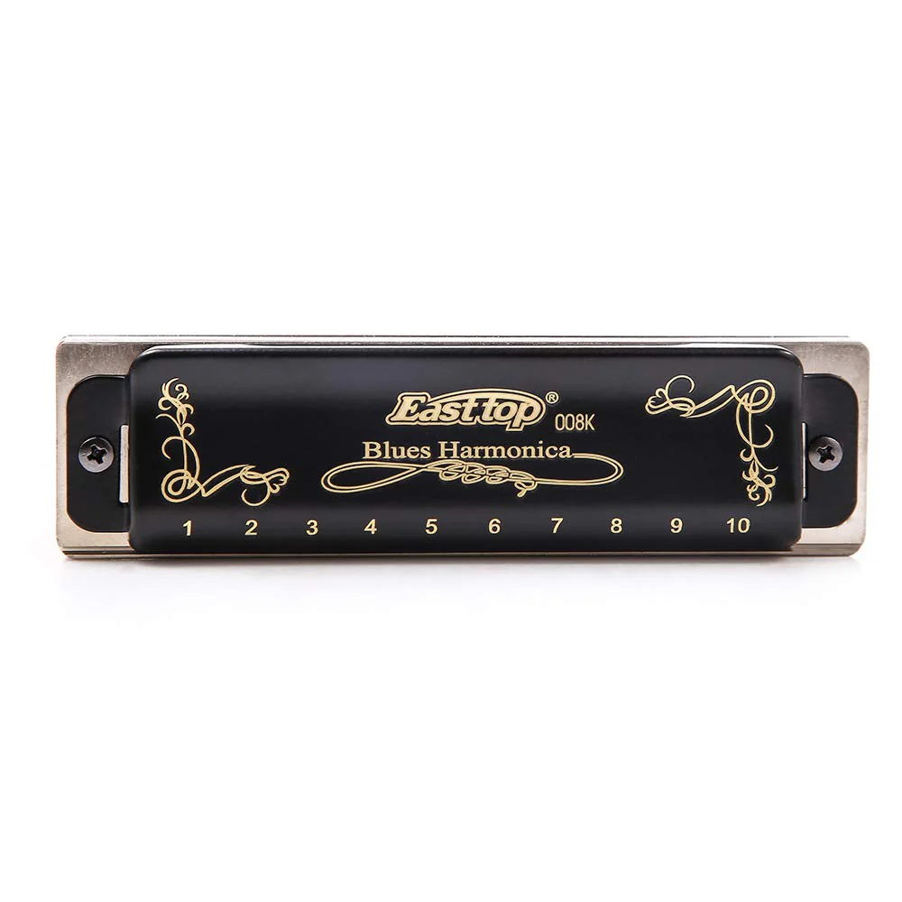 Diatonic Blues Harmonica 10 Holes Blues Harmonica 20 tones black T008K with Case,More Professional Harmonica for Beginner ,Students,Adults and Professional Player (Key of F) Key of F - Image 4